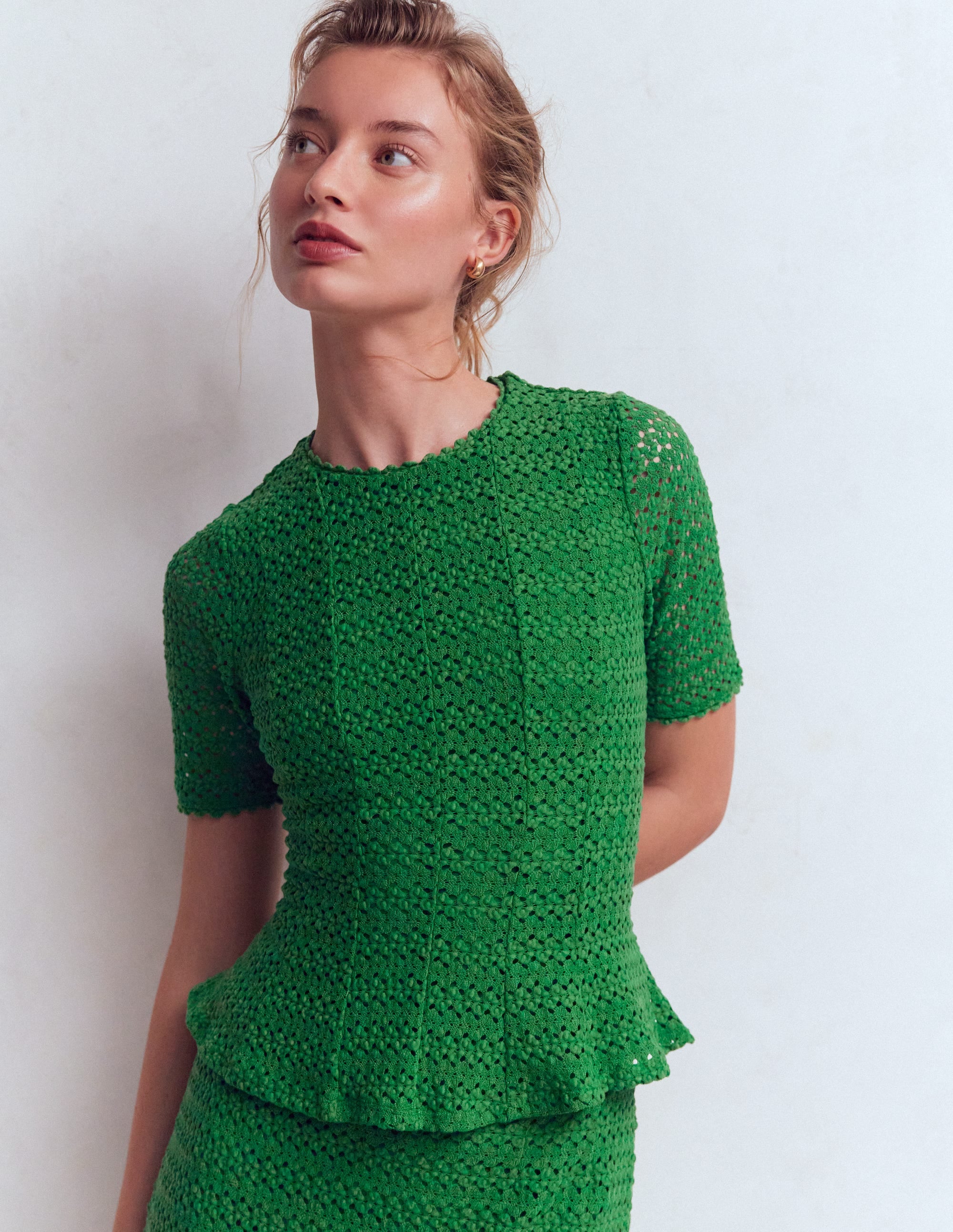Lace Peplum Top-Verdant Green | Boden USA Lace Peplum Top-Verdant Green | Boden USA