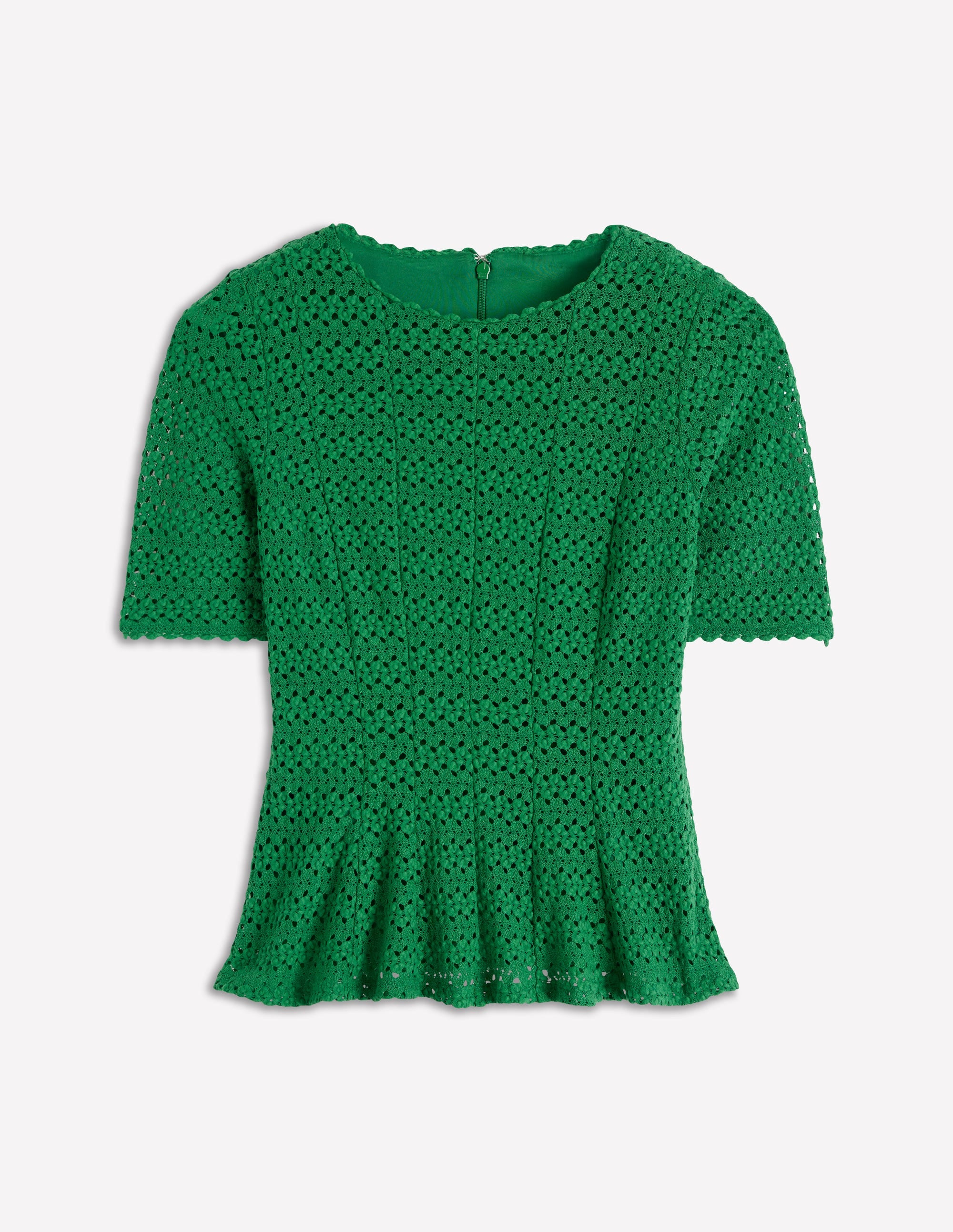 Lace Peplum Top-Verdant Green - Image 6