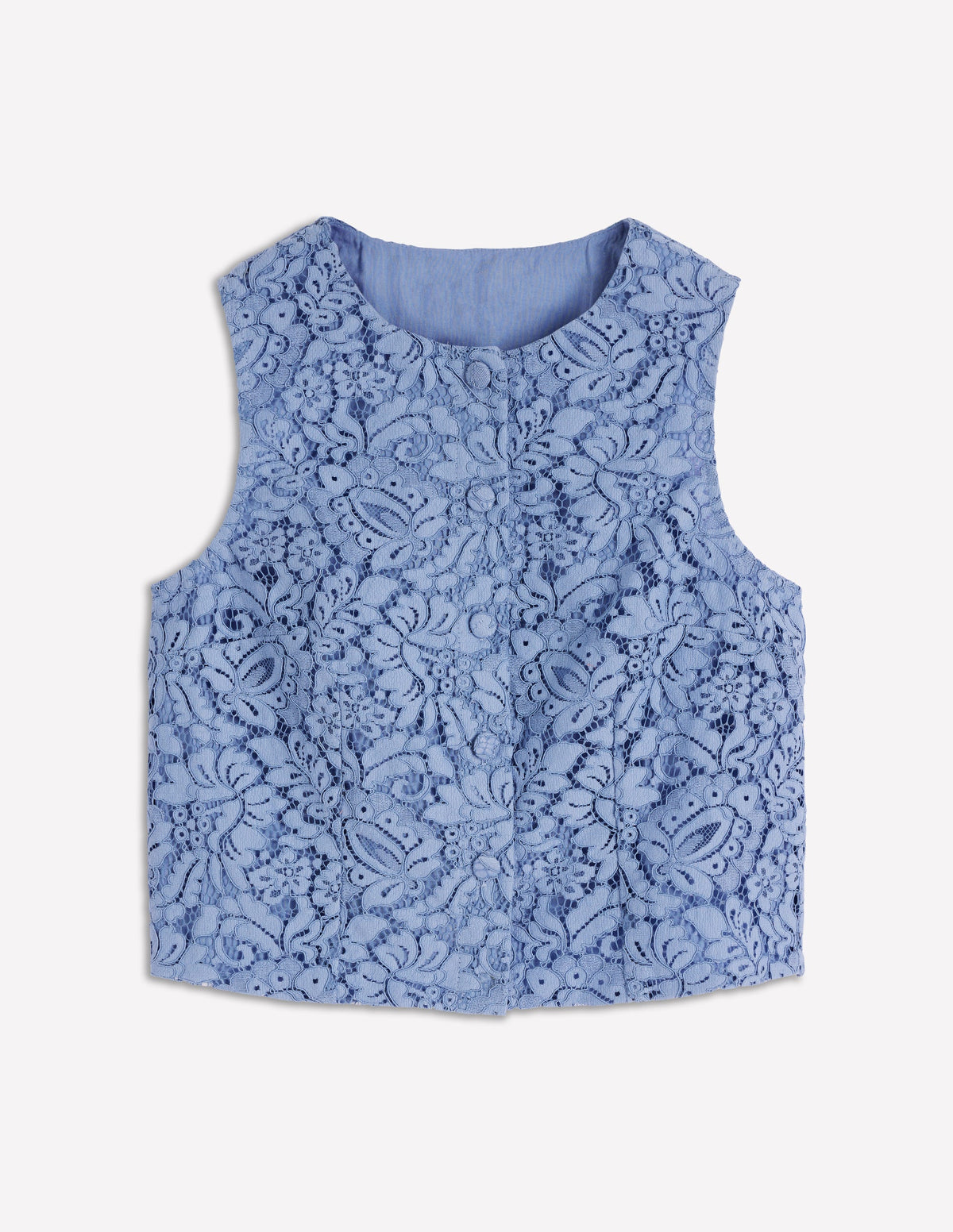 Andrea Lace Shell Top-Cornflower Blue - Image 7