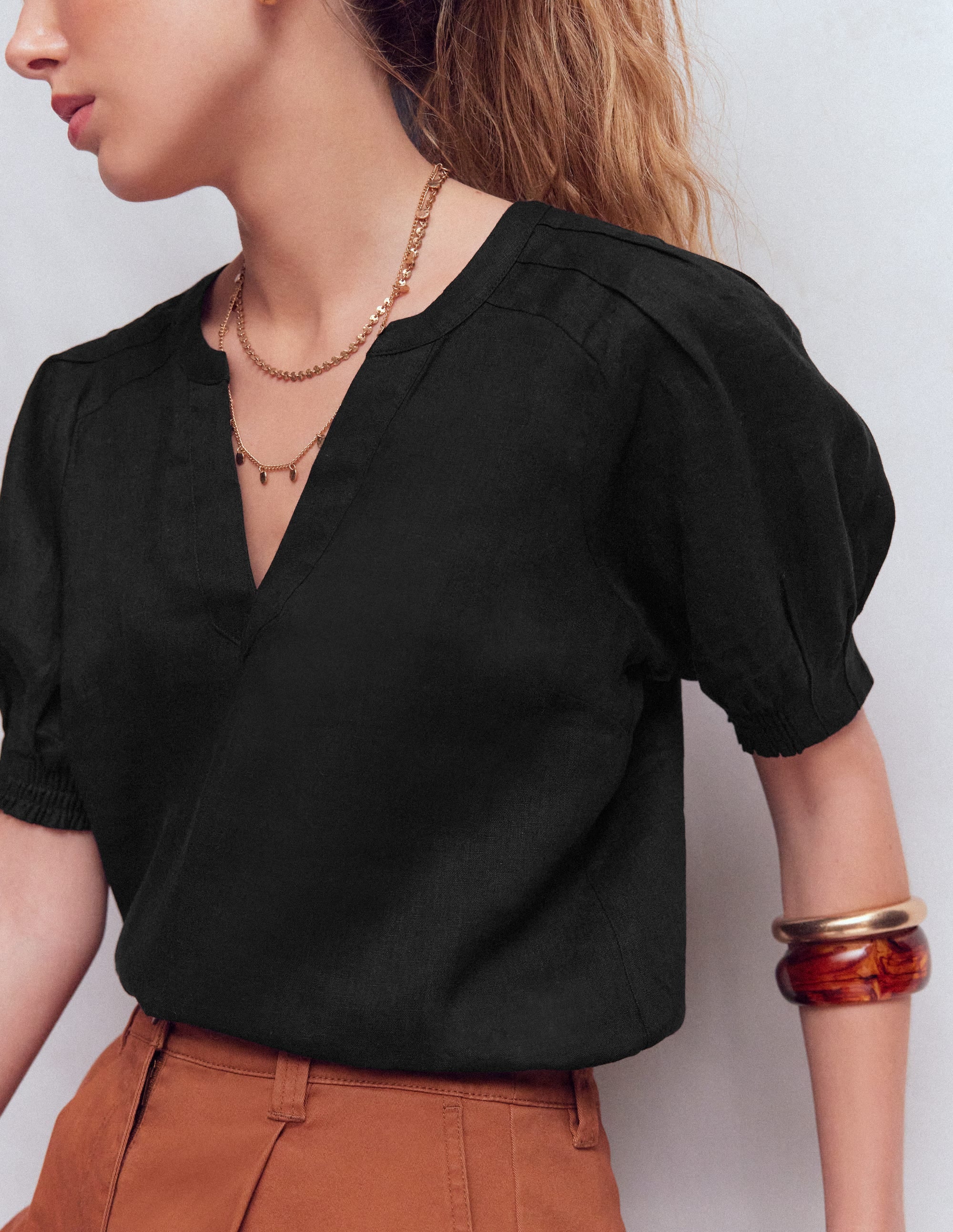 Rae Linen Top-Black | Boden USA