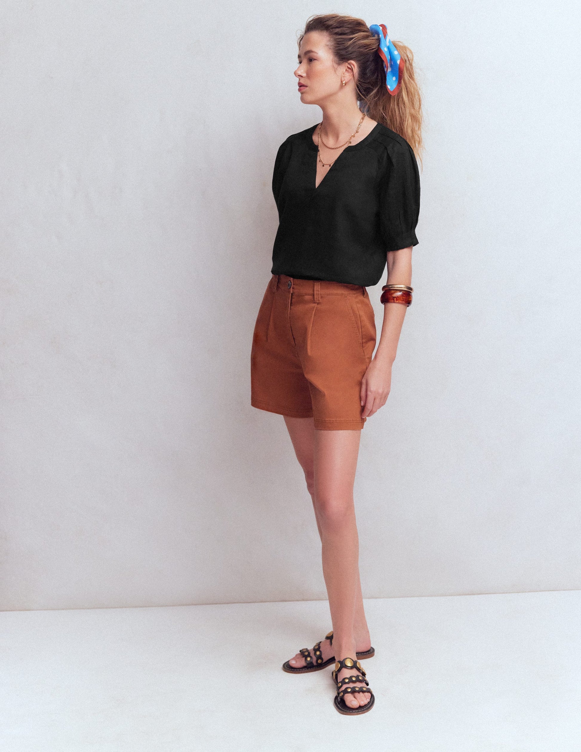 Rae Linen Top-Black | Boden USA Rae Linen Top-Black | Boden USA