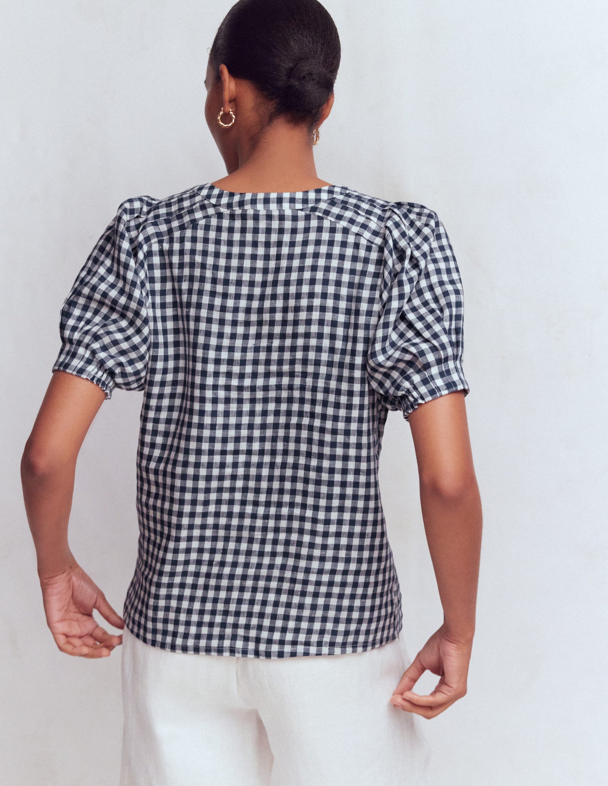 Rae Linen Top-Navy Gingham-3