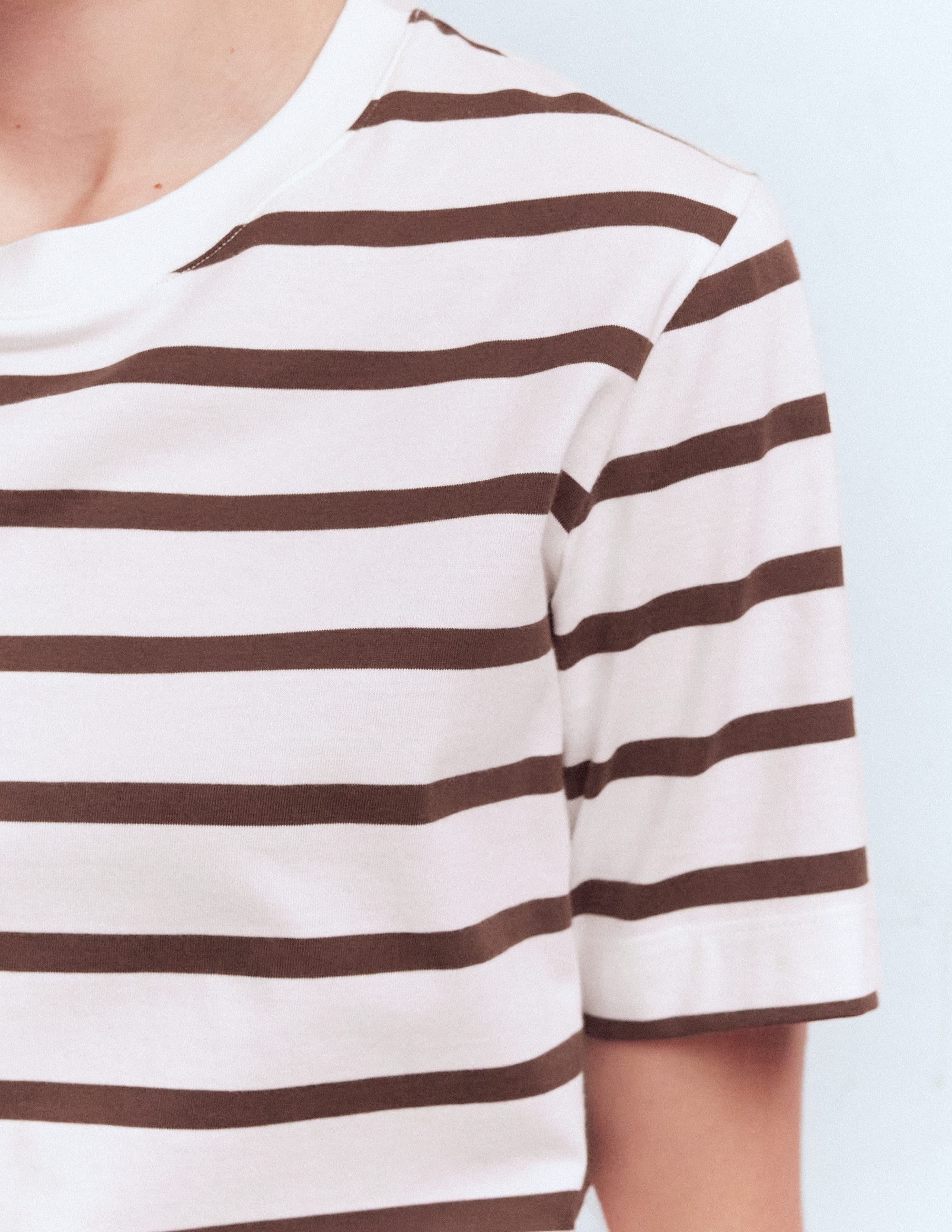 Relaxed Cotton T-shirt-Brown and Ivory Stripe - Image 2