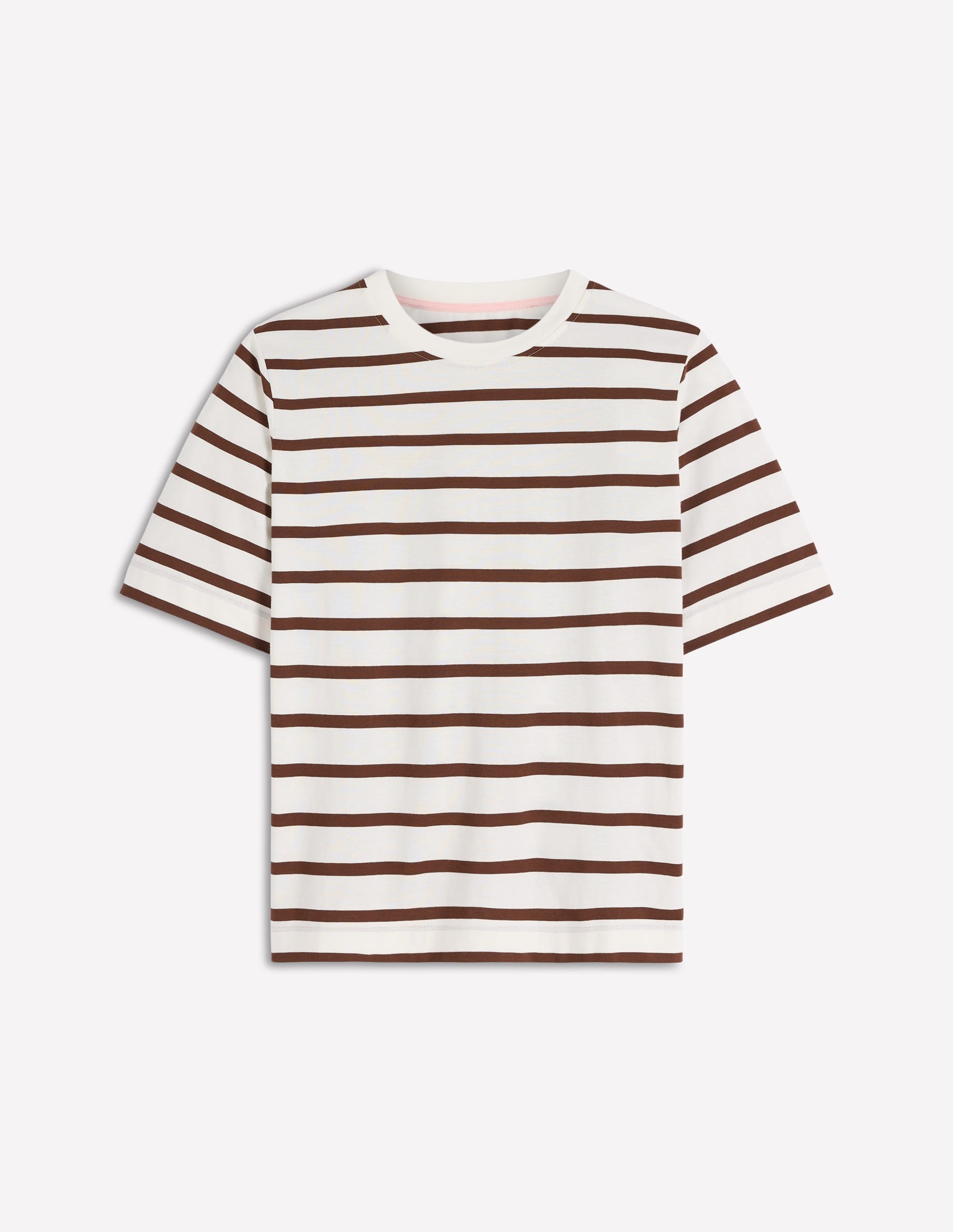 Relaxed Cotton T-shirt-Brown and Ivory Stripe | Boden USA