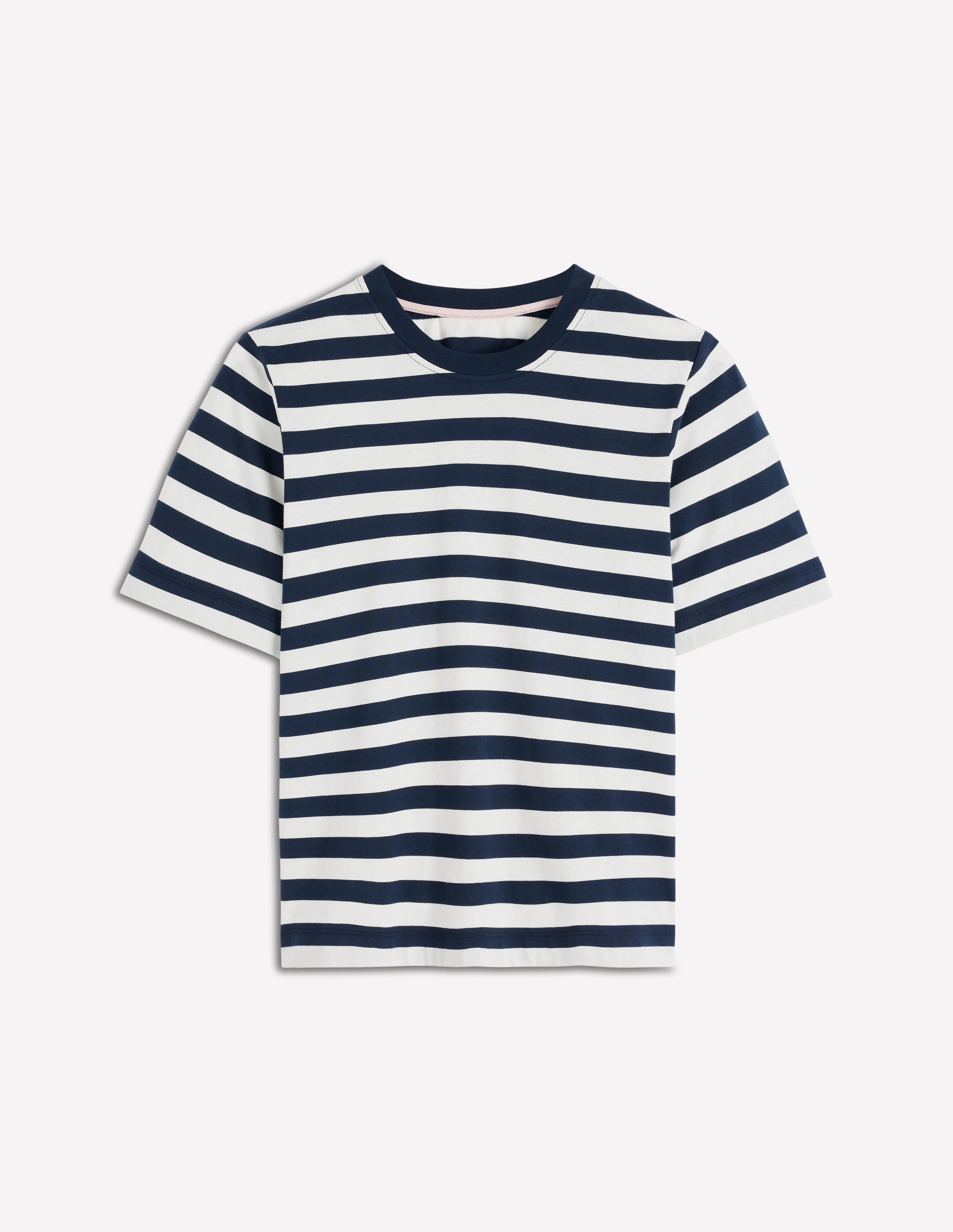 Relaxed Cotton T-shirt-Navy and Ivory Stripe - Image 4