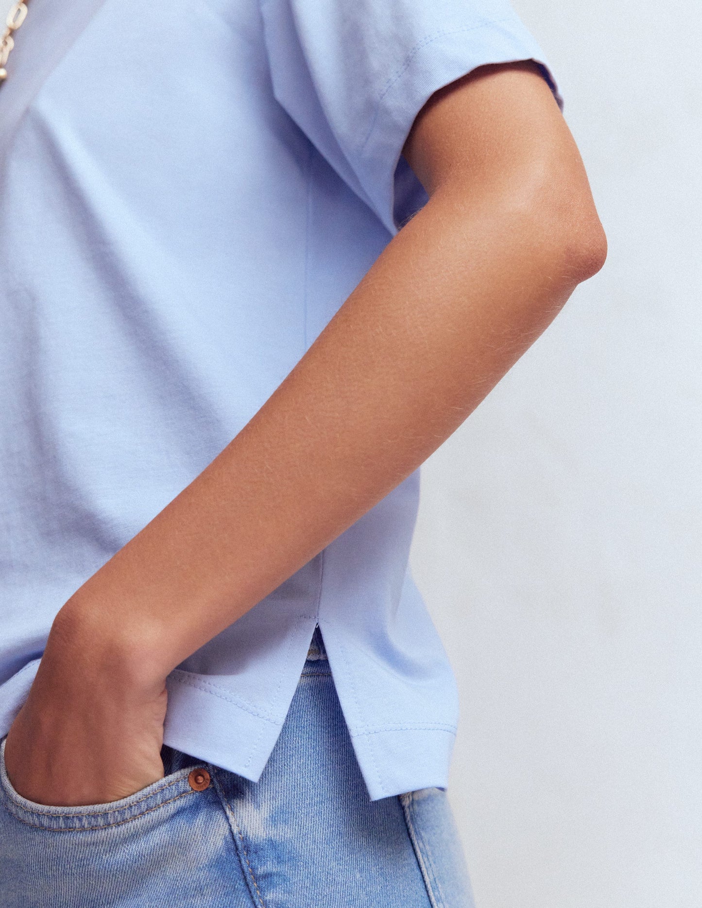 Relaxed Cotton T-shirt-Brunnera Blue