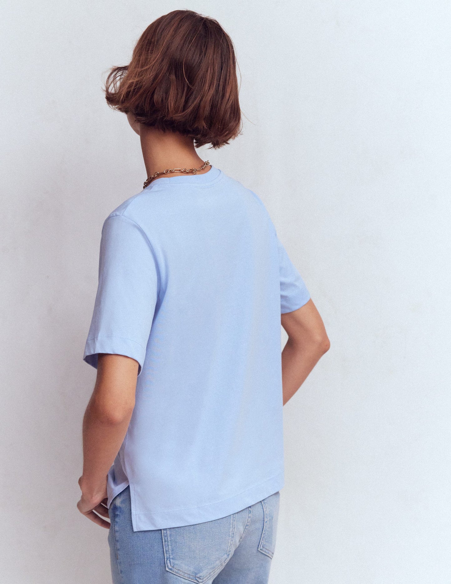 Relaxed Cotton T-shirt-Brunnera Blue