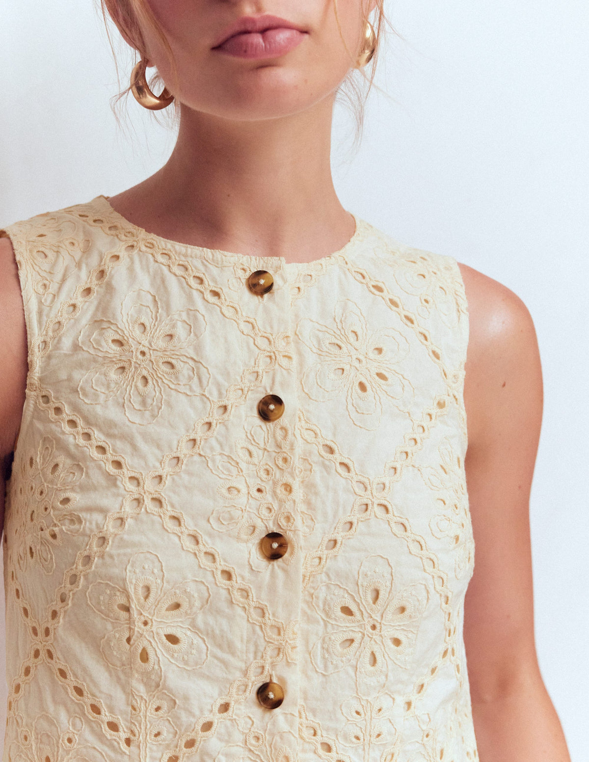 Andrea Cotton Shell Top-Ivory broderie-2