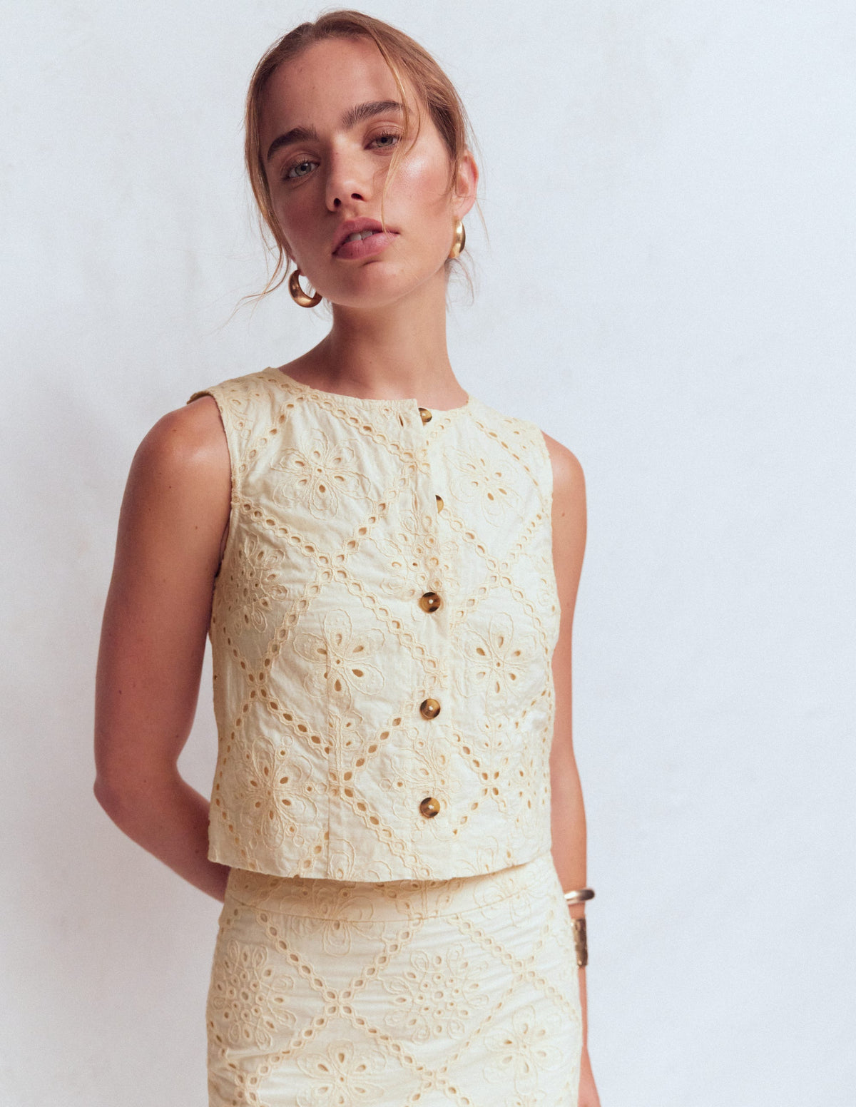 Andrea Cotton Shell Top-Ivory broderie - Image 4