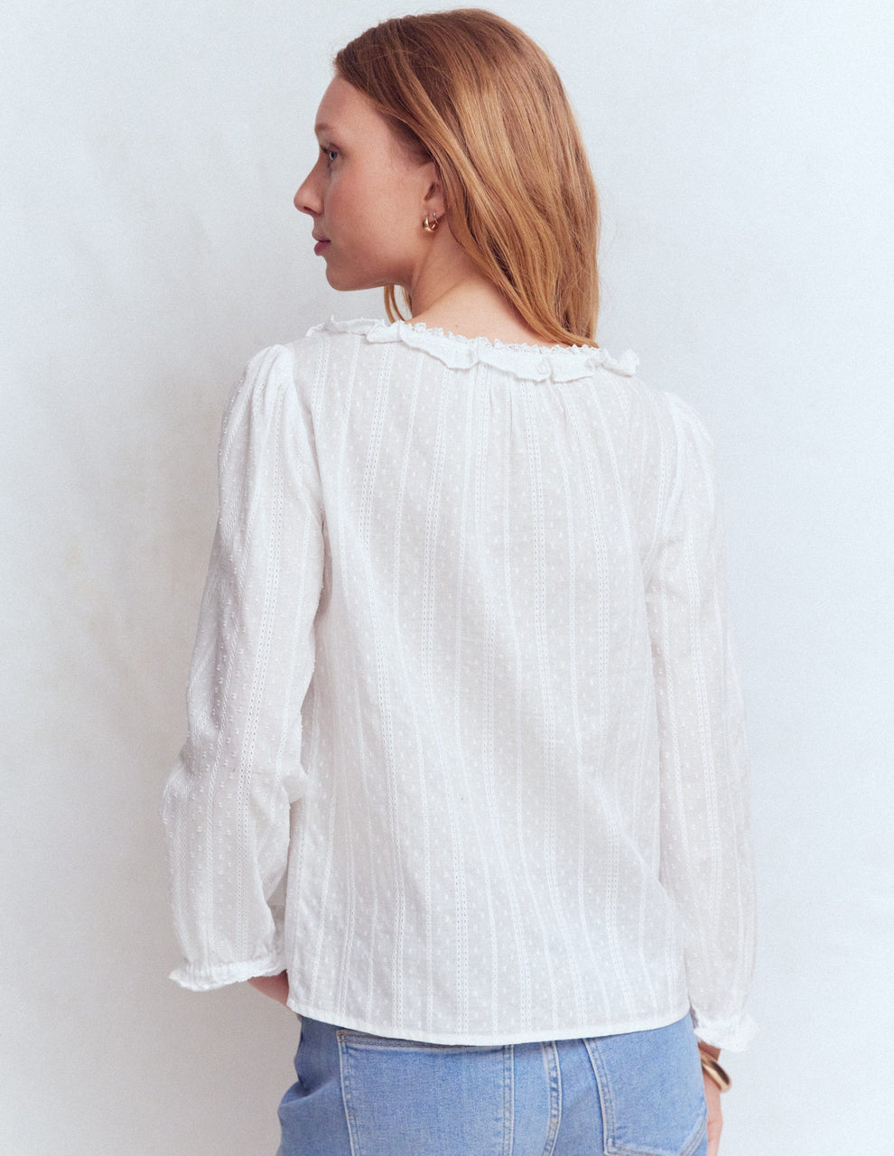 Scoop Neck Ruffle Top - White | Boden USA