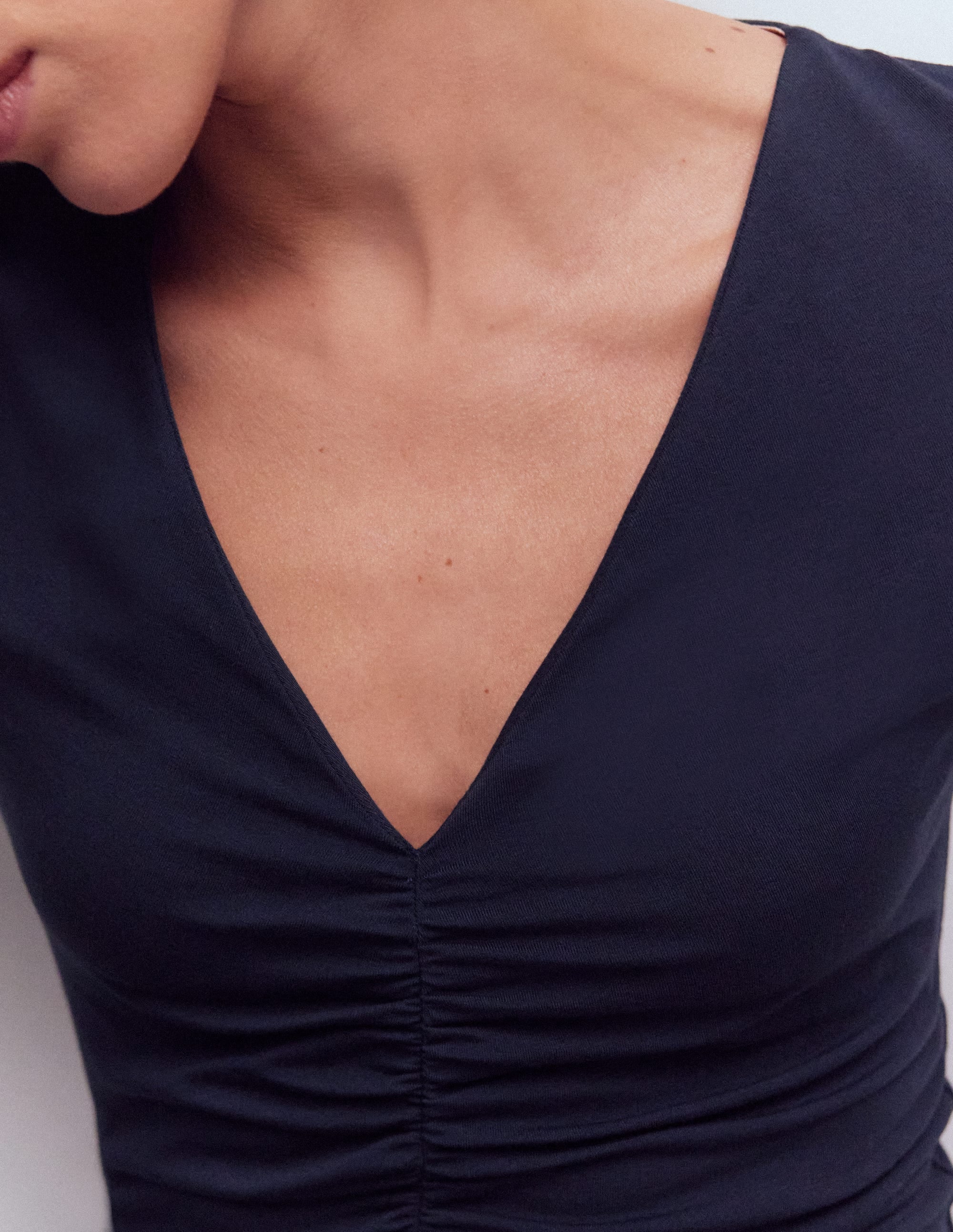 Tia Ruched V-neck Top-Navy - Image 2