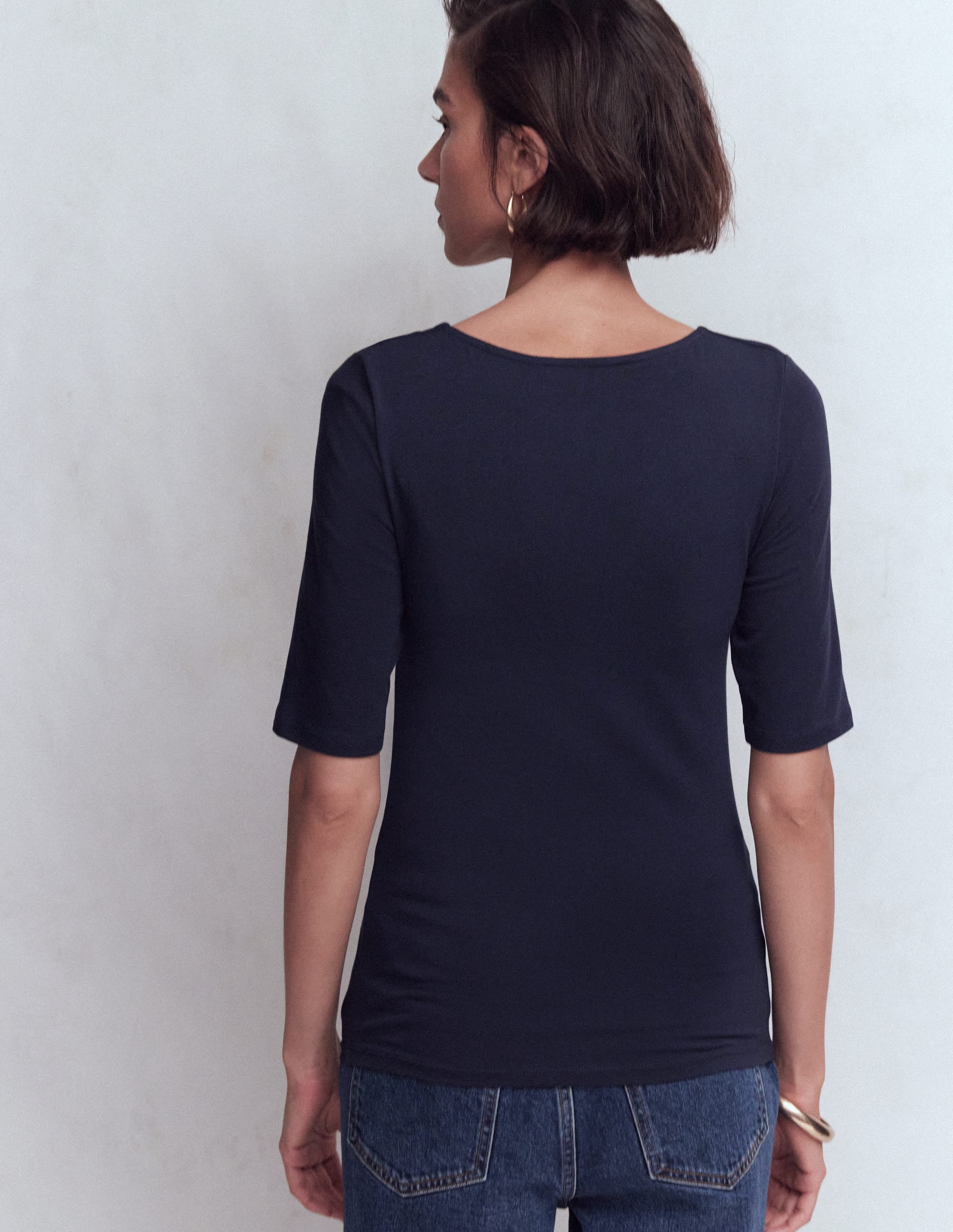Tia Ruched V-neck Top-Navy - Image 3