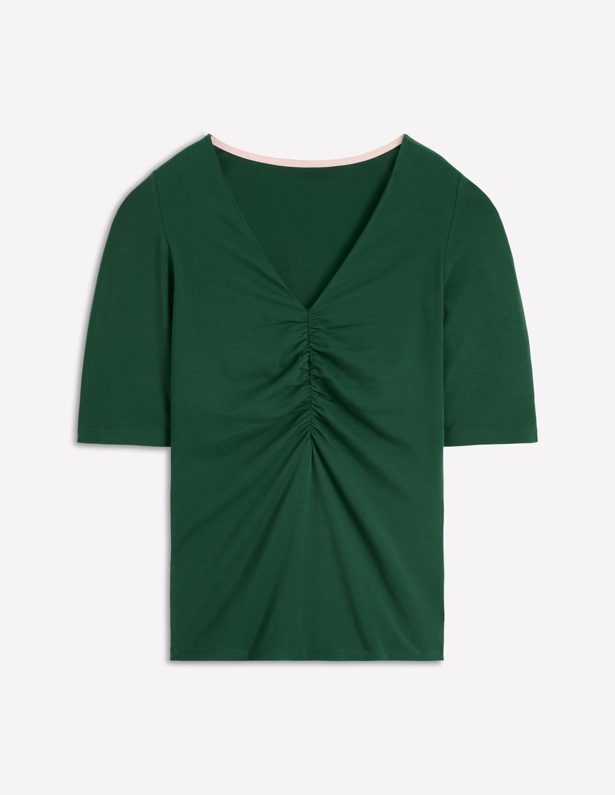 Tia Ruched V-neck Top-Hunter Green - Image 7