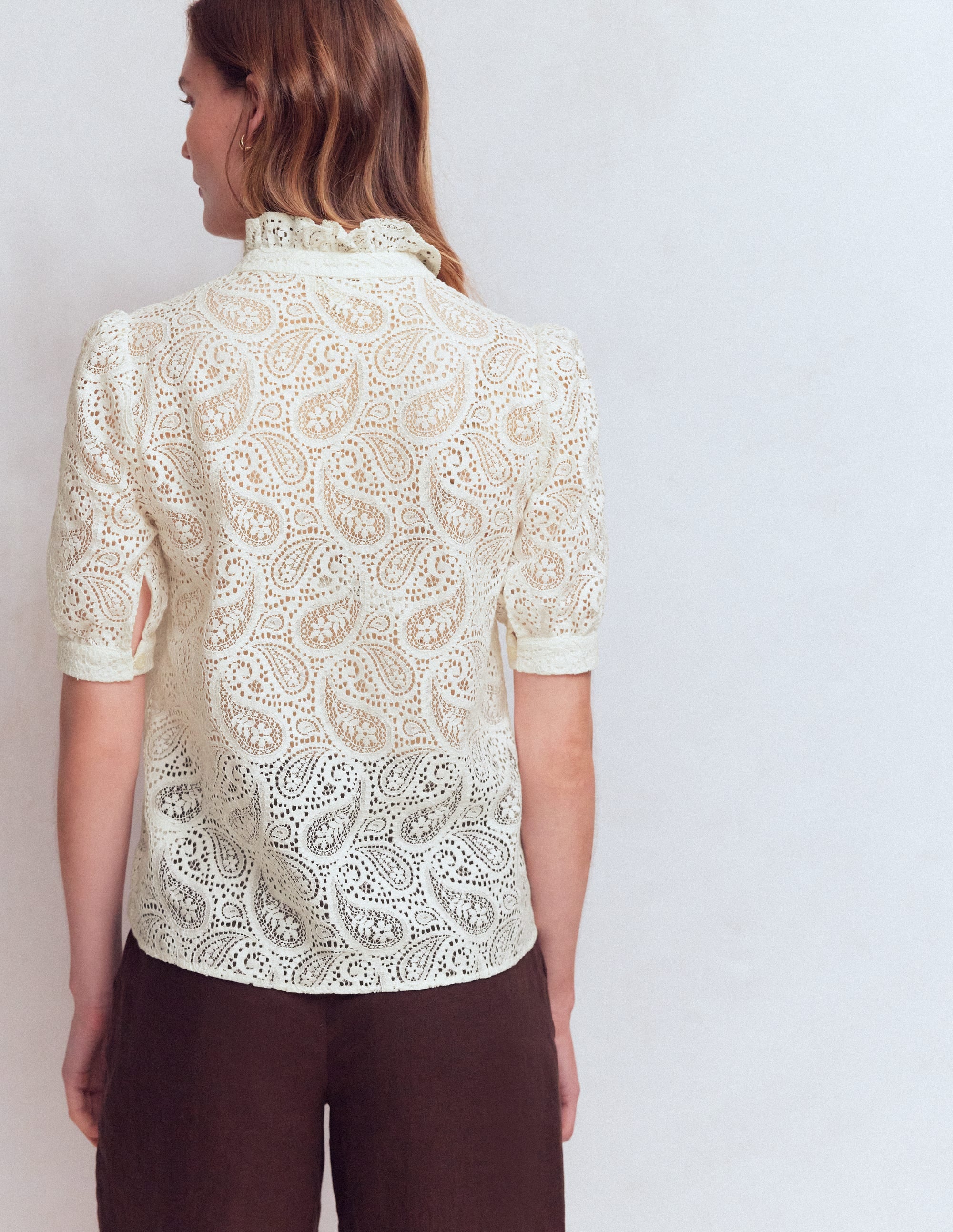 Sasha Short Sleeve Lace Top-Ivory | Boden USA