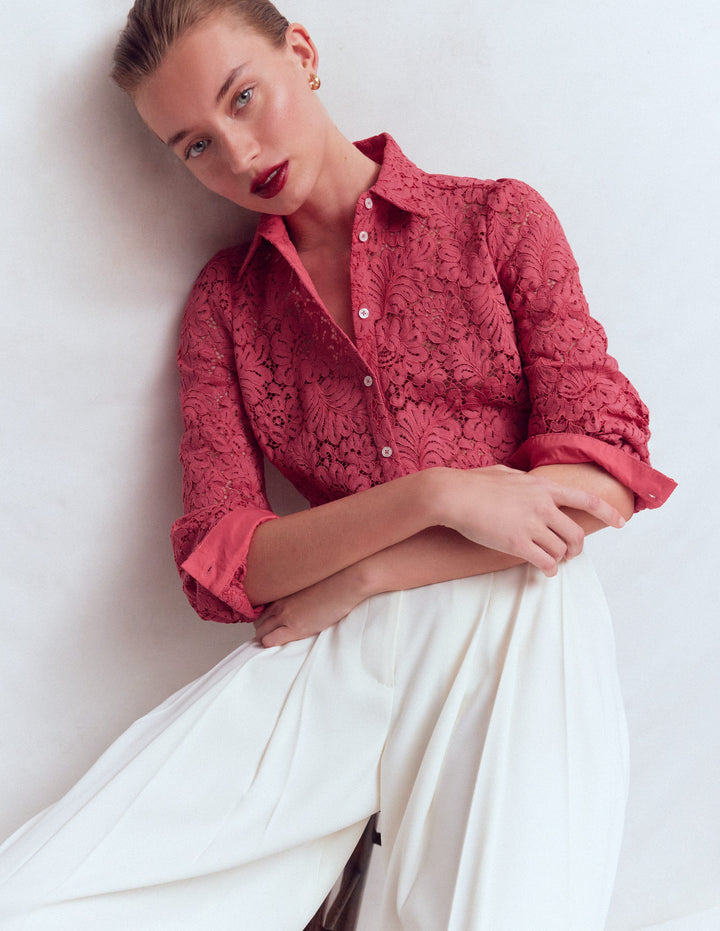 Cara Lace Shirt-Warm Heather Pink
