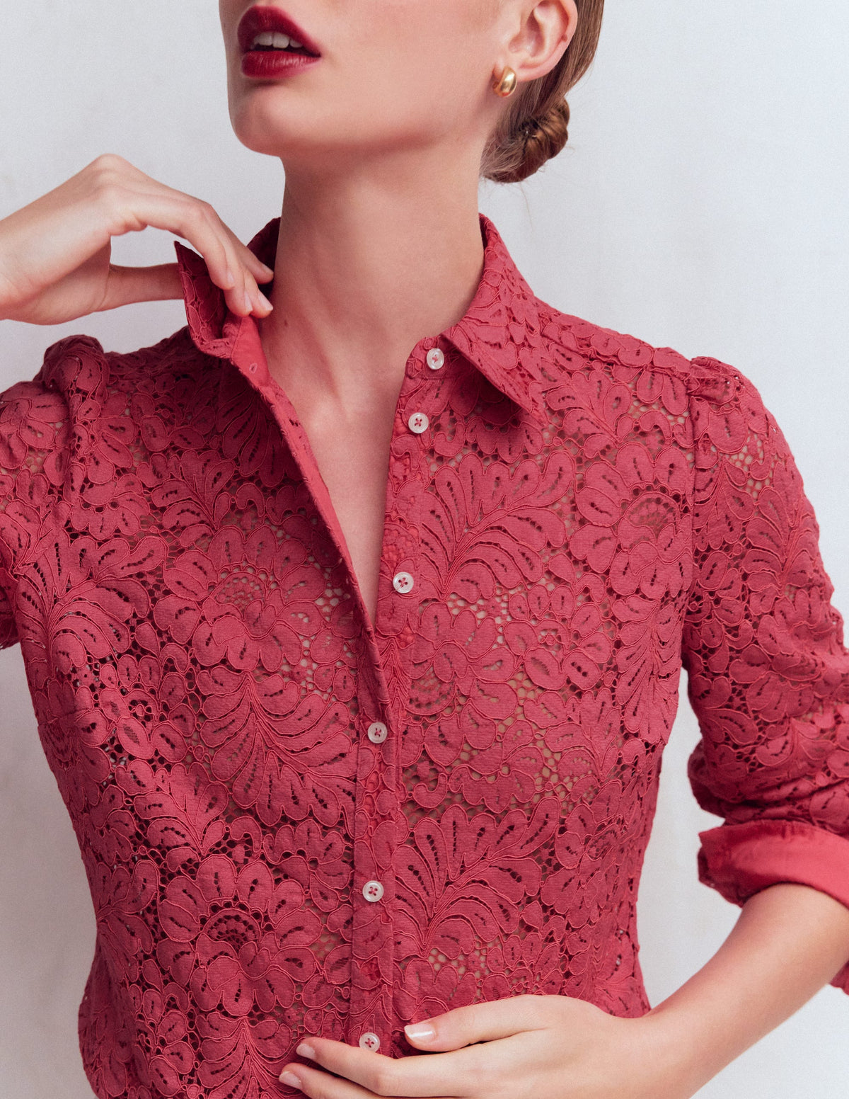 Cara Lace Shirt-Cherry Blush-2