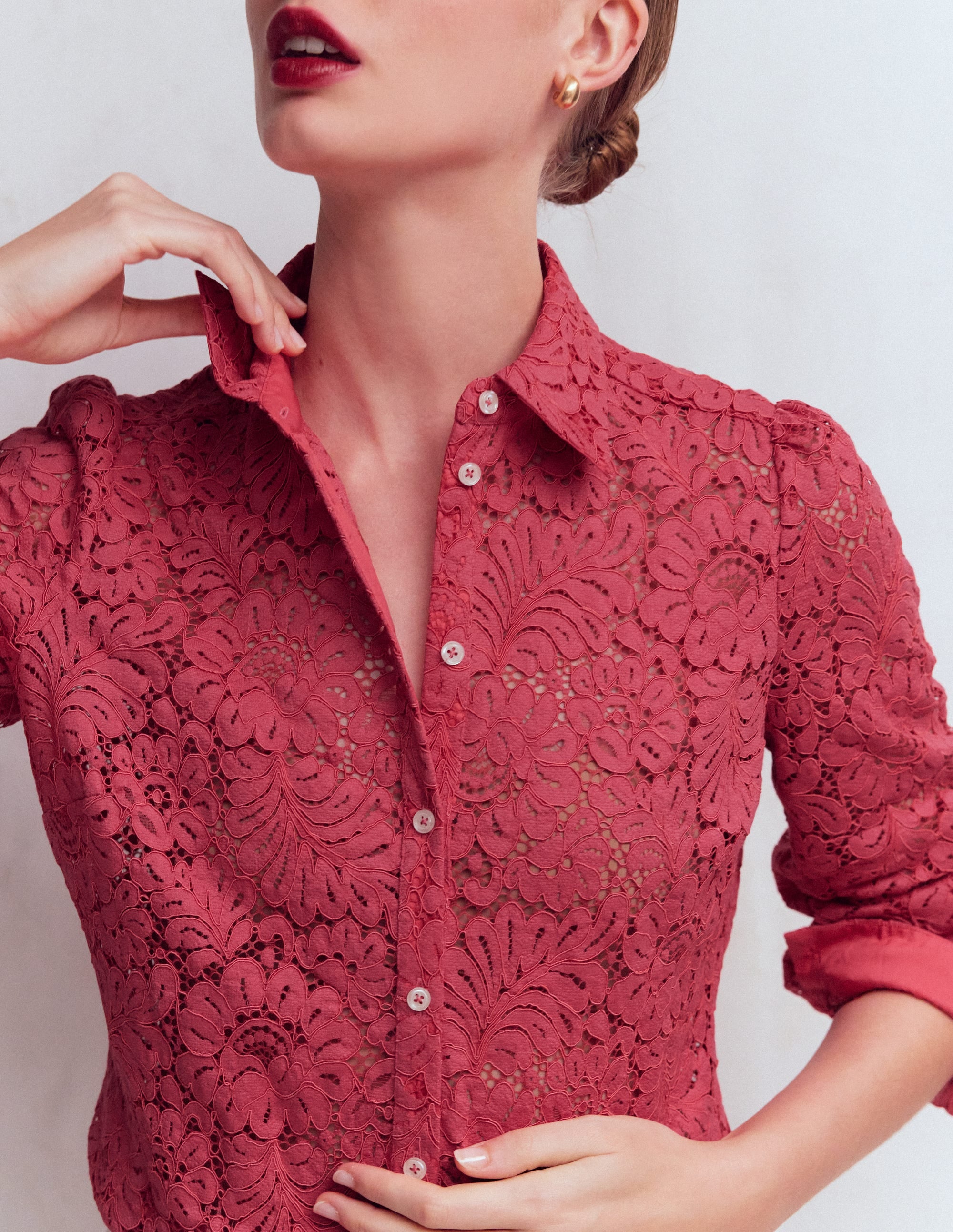 Cara Lace Shirt-Cherry Blush - Image 2