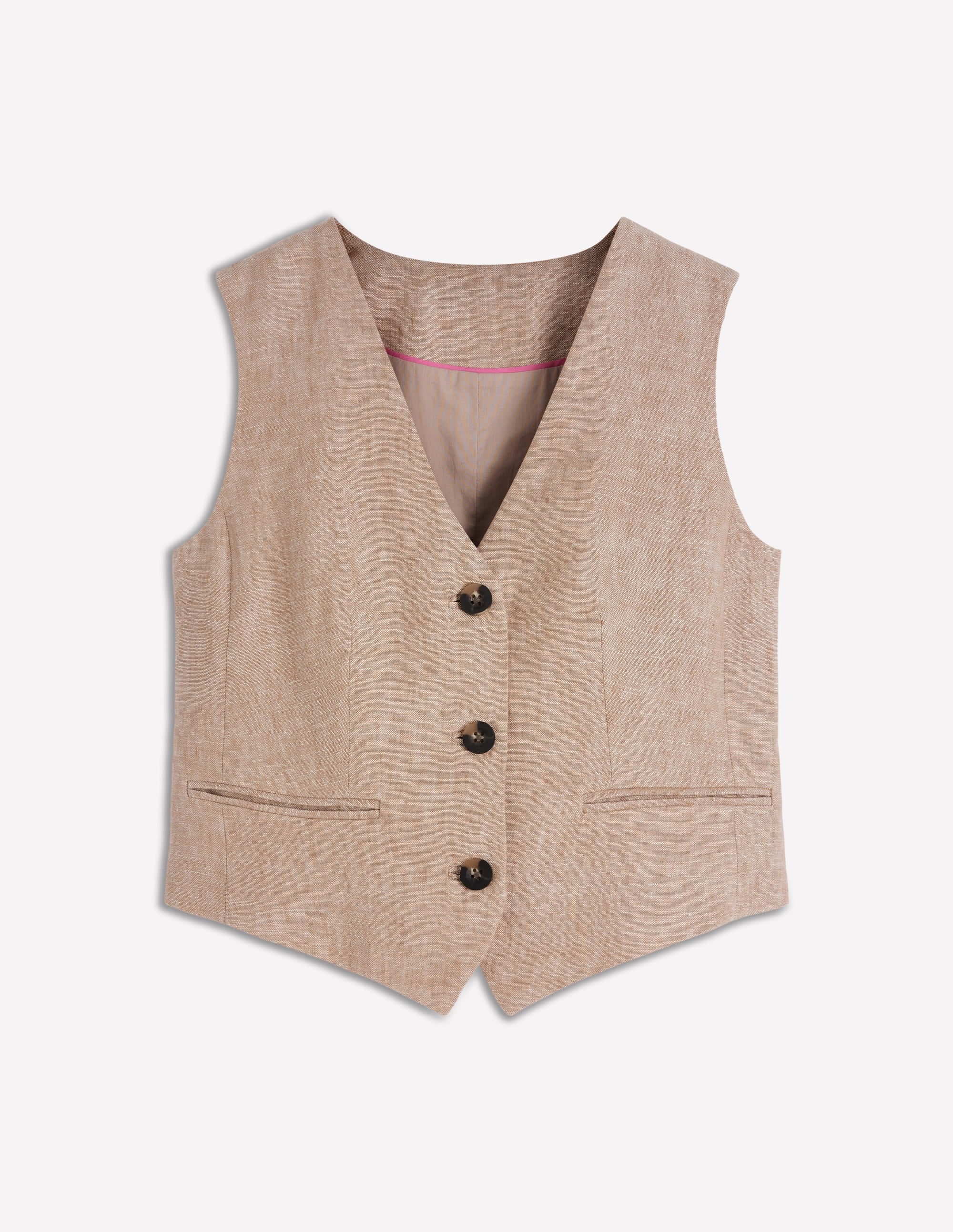 Linen V - Neck Waistcoat - Amphora, Chambray | Boden USA