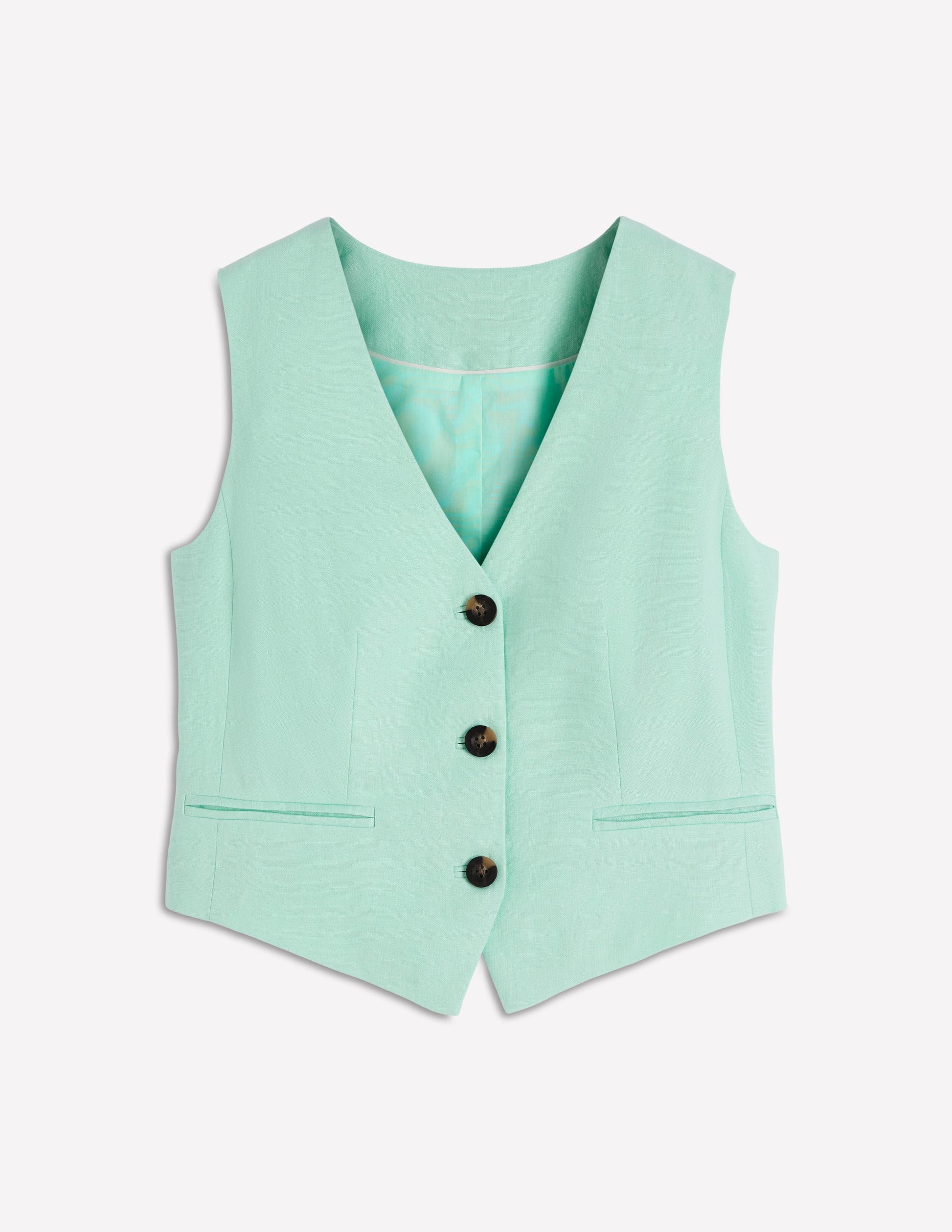 V-neck Linen Waistcoat-Spearmint | Boden USA V-neck Linen Waistcoat-Spearmint | Boden USA