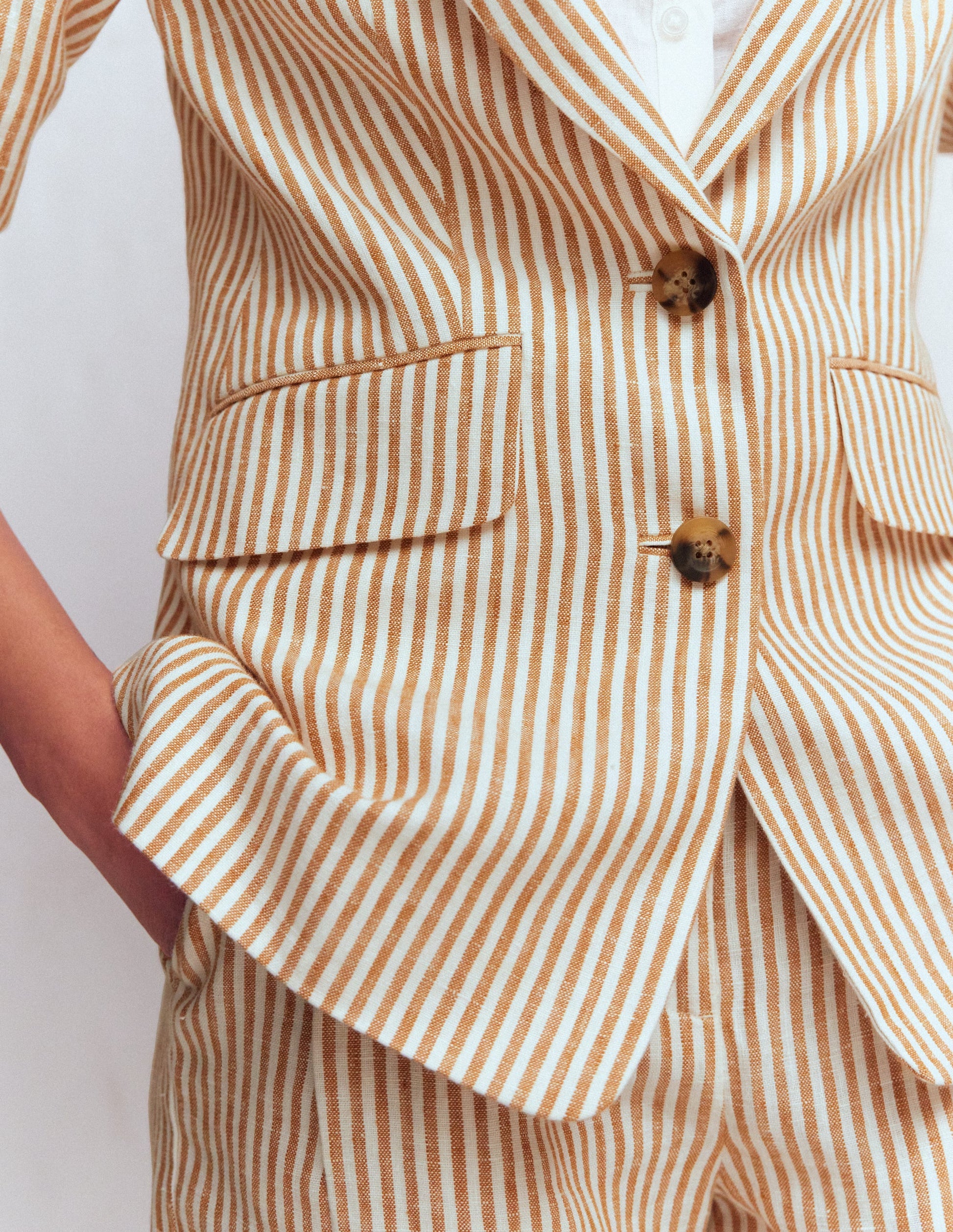 Stamford Linen Blazer-Brown, Ivory Ticking Stripe-2