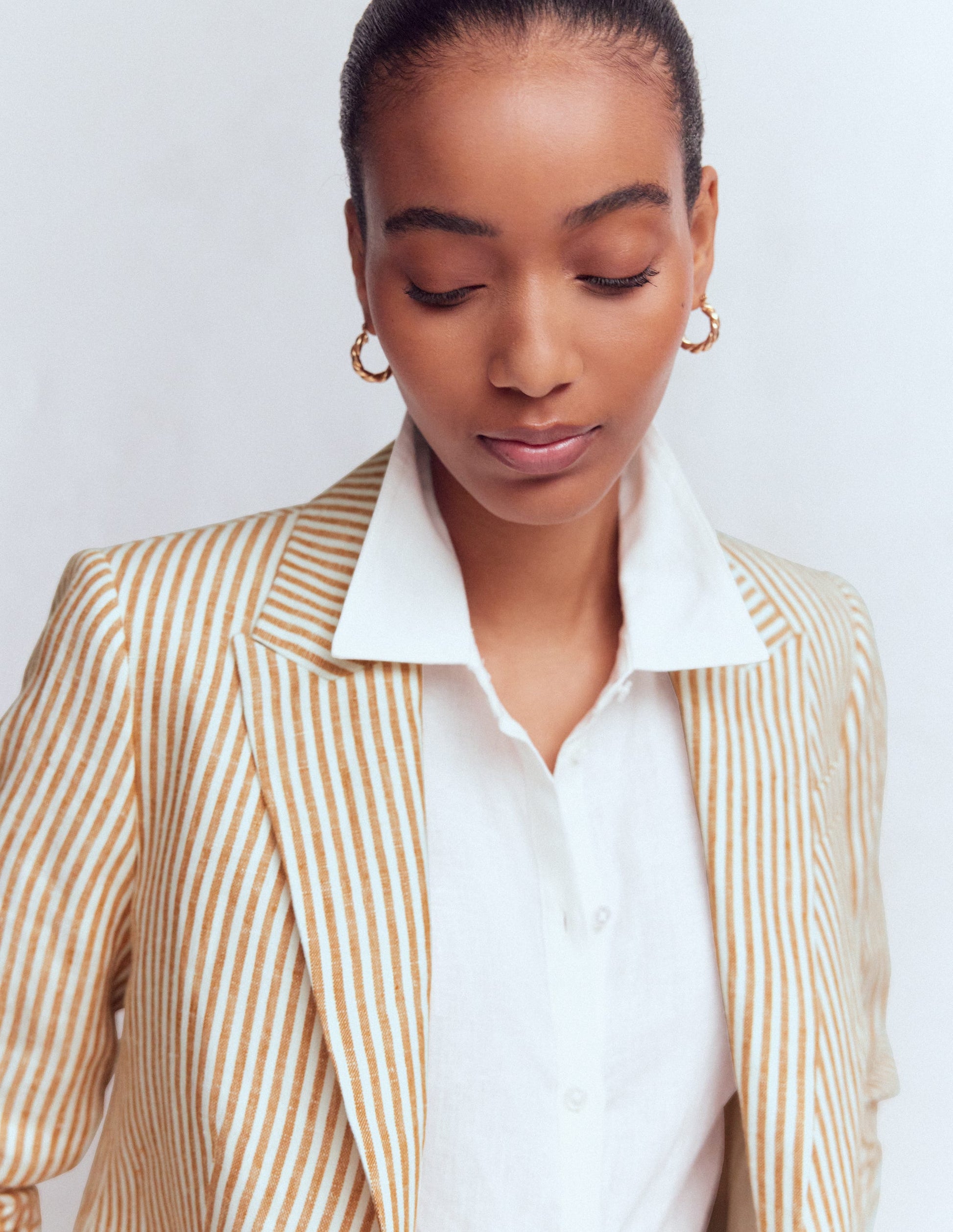 Stamford Linen Blazer-Brown, Ivory Ticking Stripe-4
