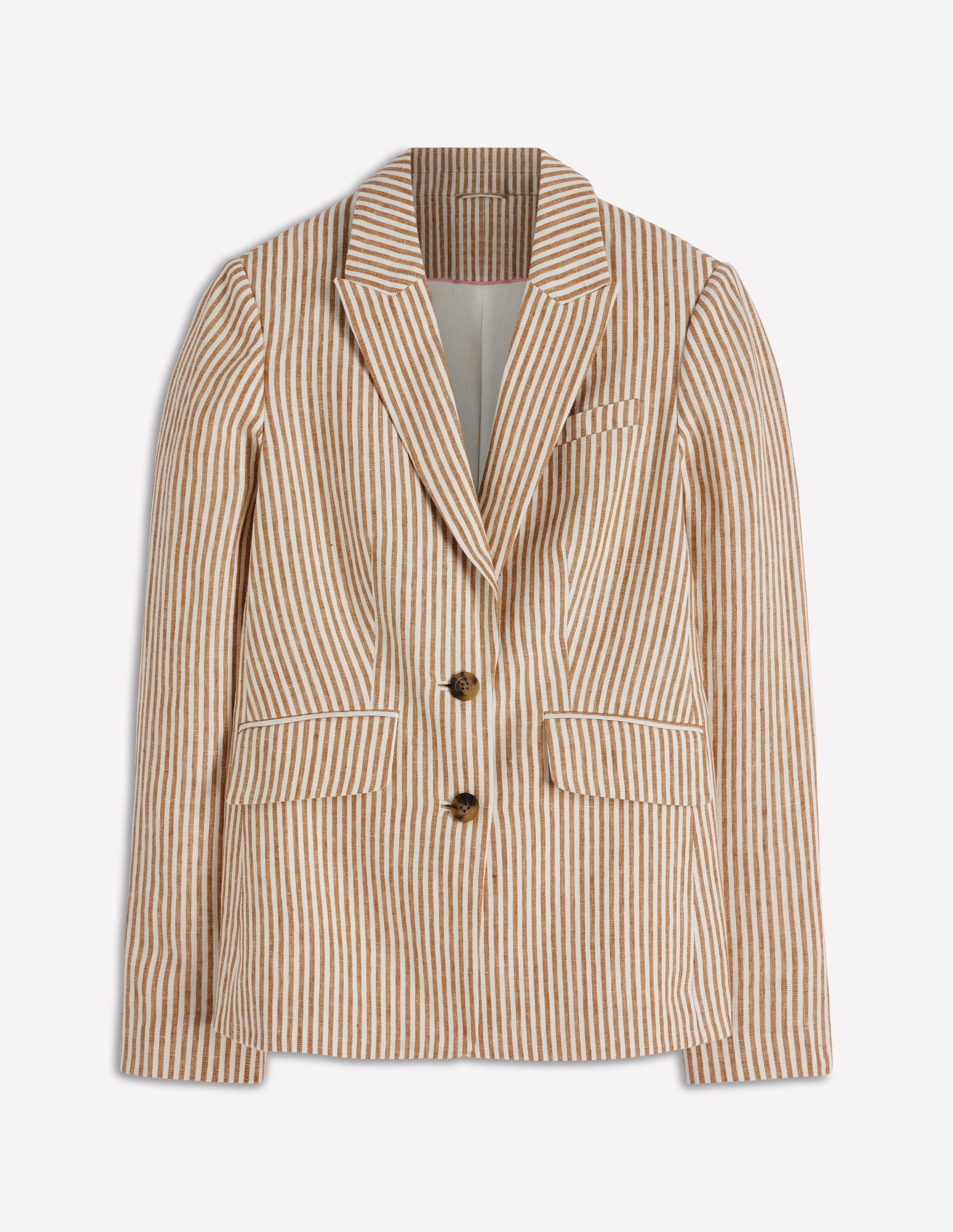 Stamford Linen Blazer-Brown, Ivory Ticking Stripe-8