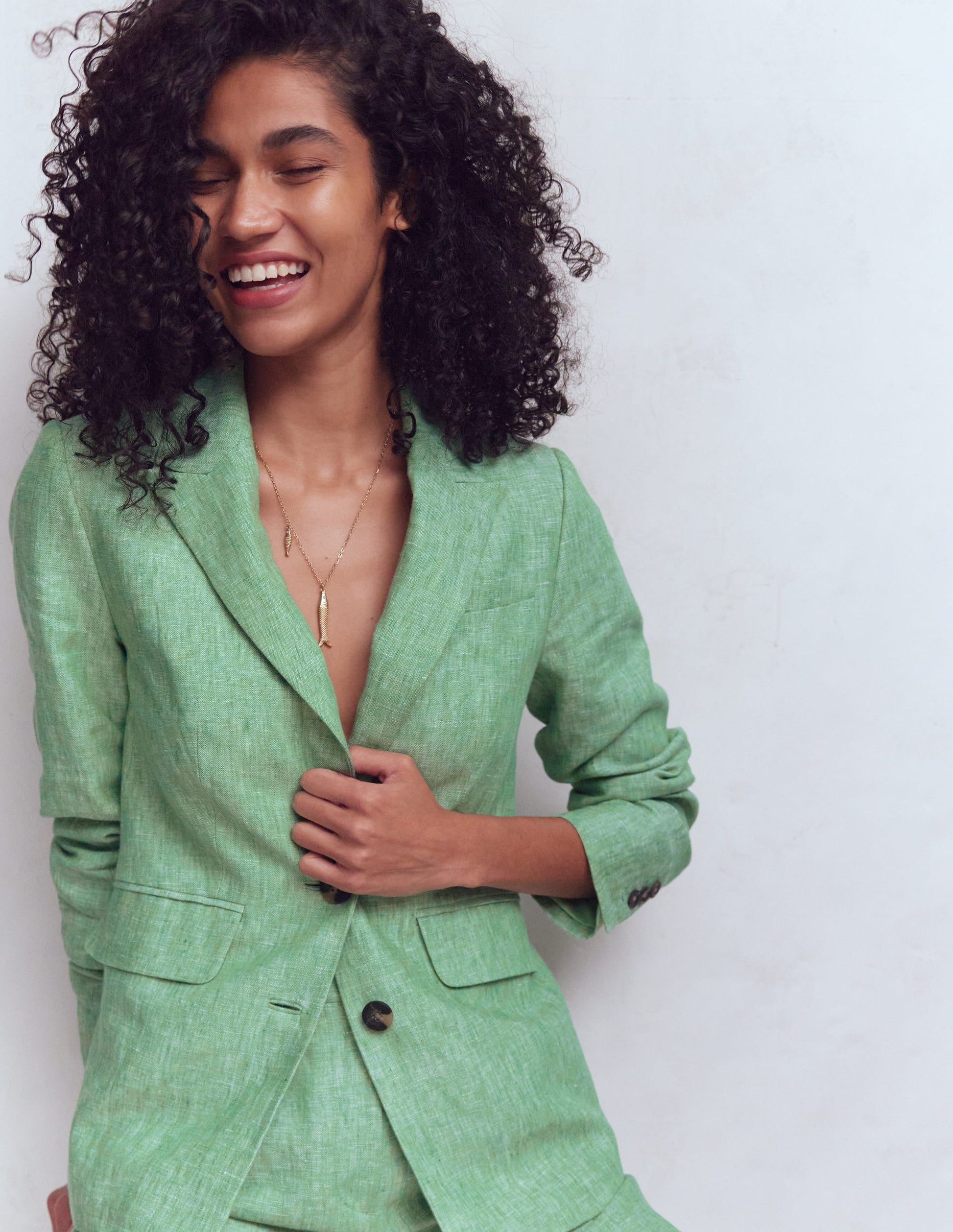 Stamford Linen Blazer-Aloe Green Chambray-2