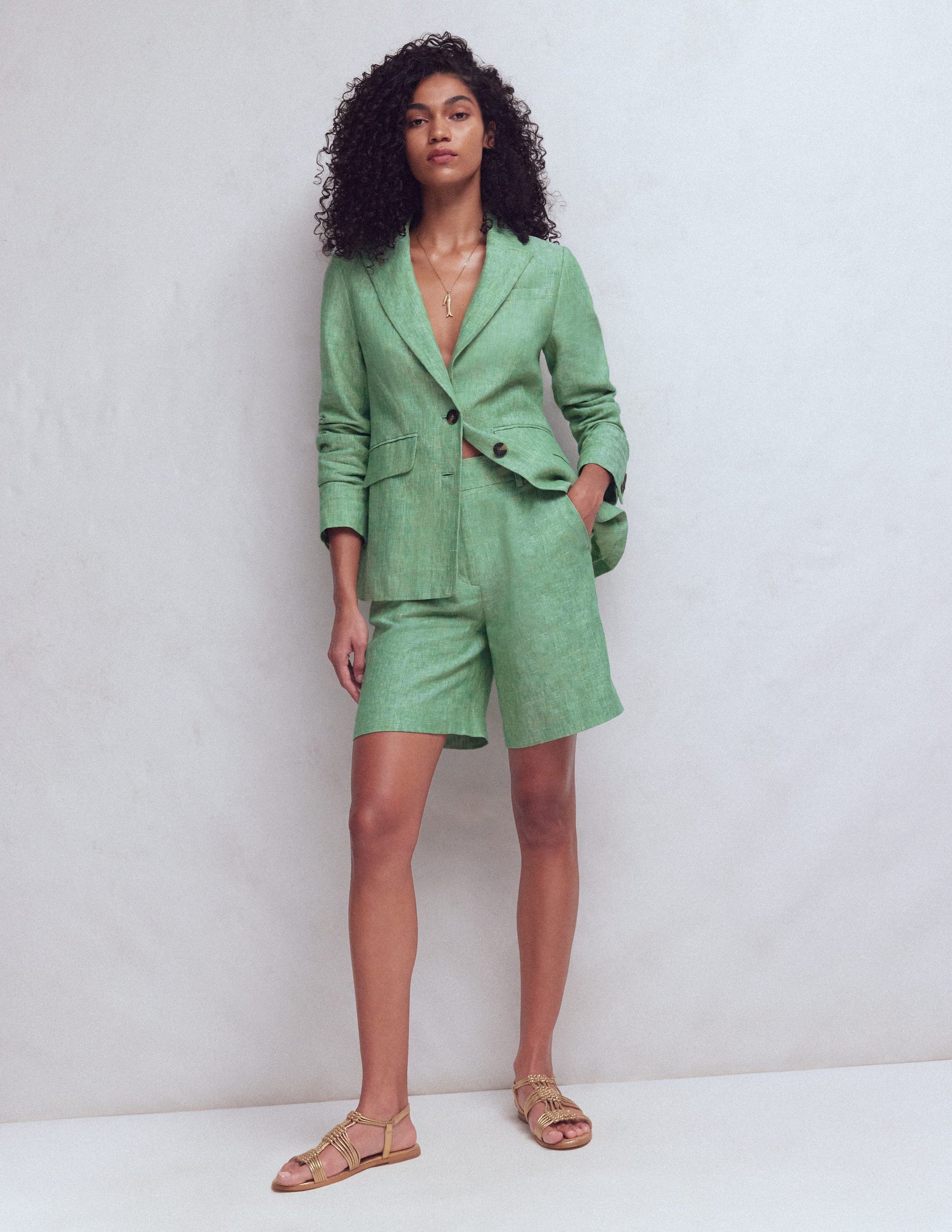 Stamford Linen Blazer-Aloe Green Chambray-4