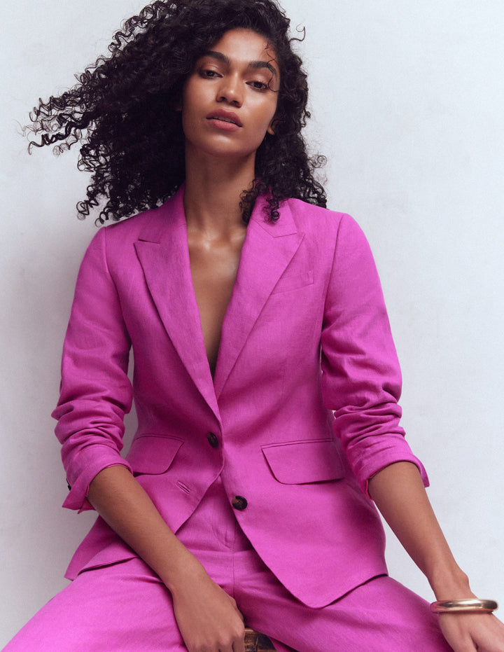 Stamford Linen Blazer-Passion Flower