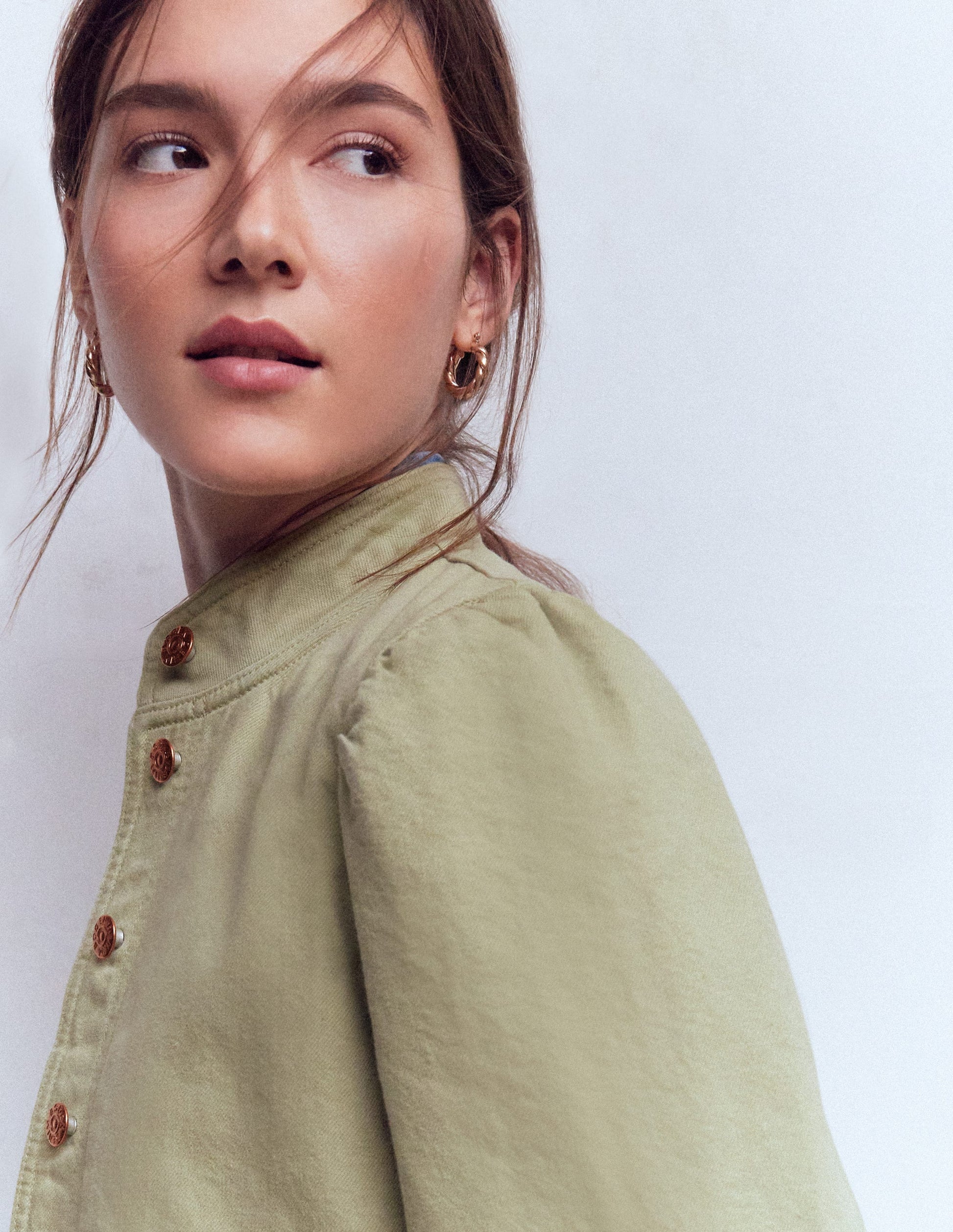 Topstitch Denim Jacket-Soft Green-2