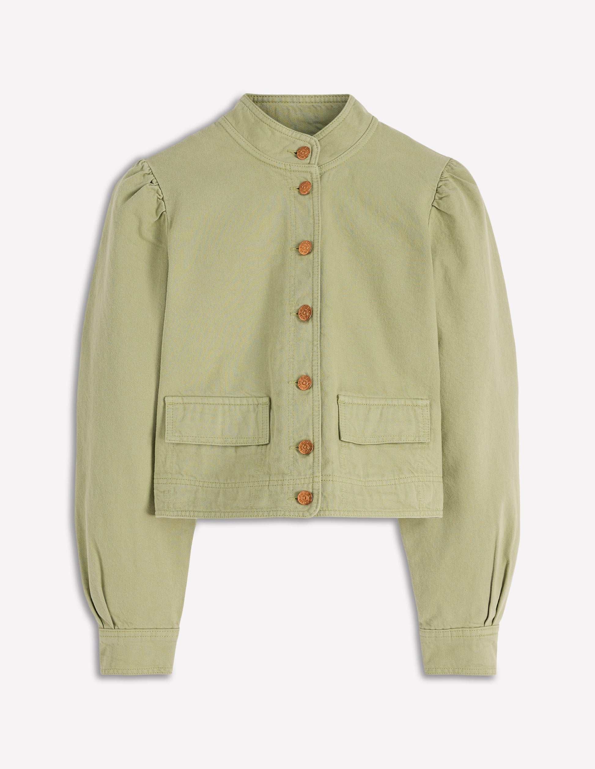 Topstitch Denim Jacket-Soft Green-6