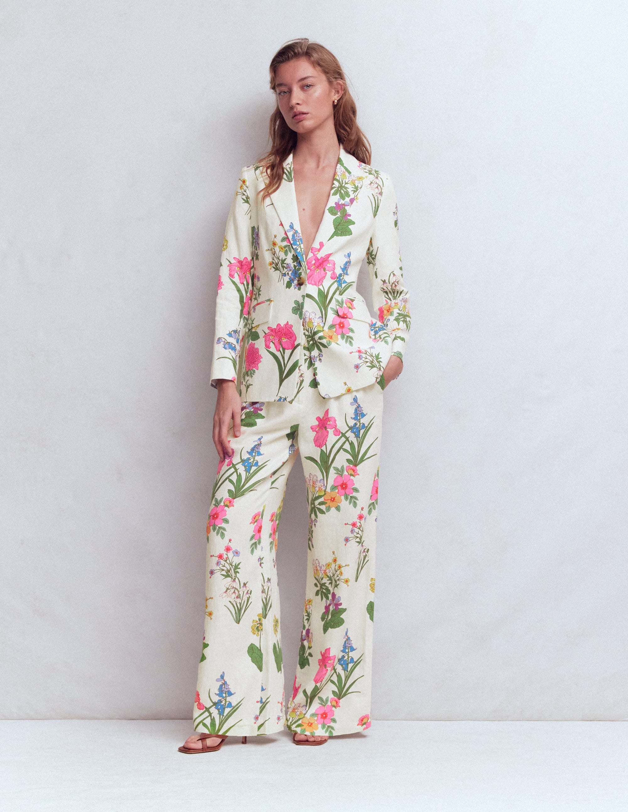 Woodbridge Linen Blazer-Ivory, Delicate Blossom - Image 4
