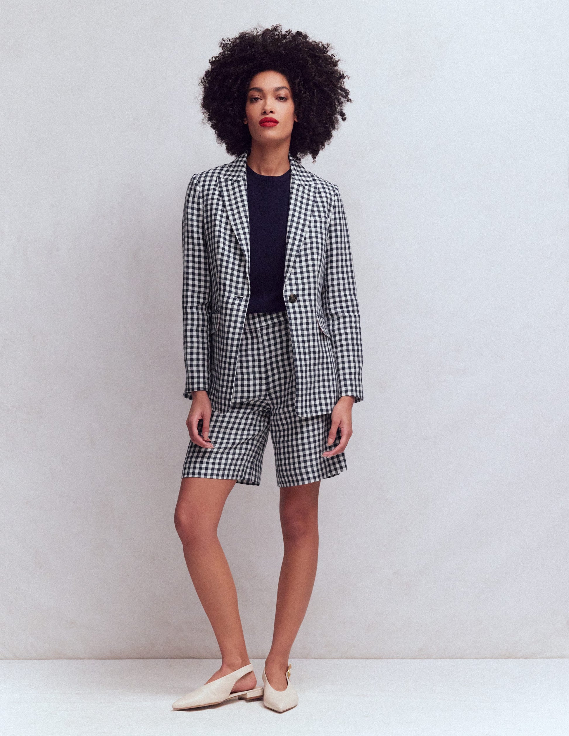 Woodbridge Linen Blazer-Navy Gingham-4