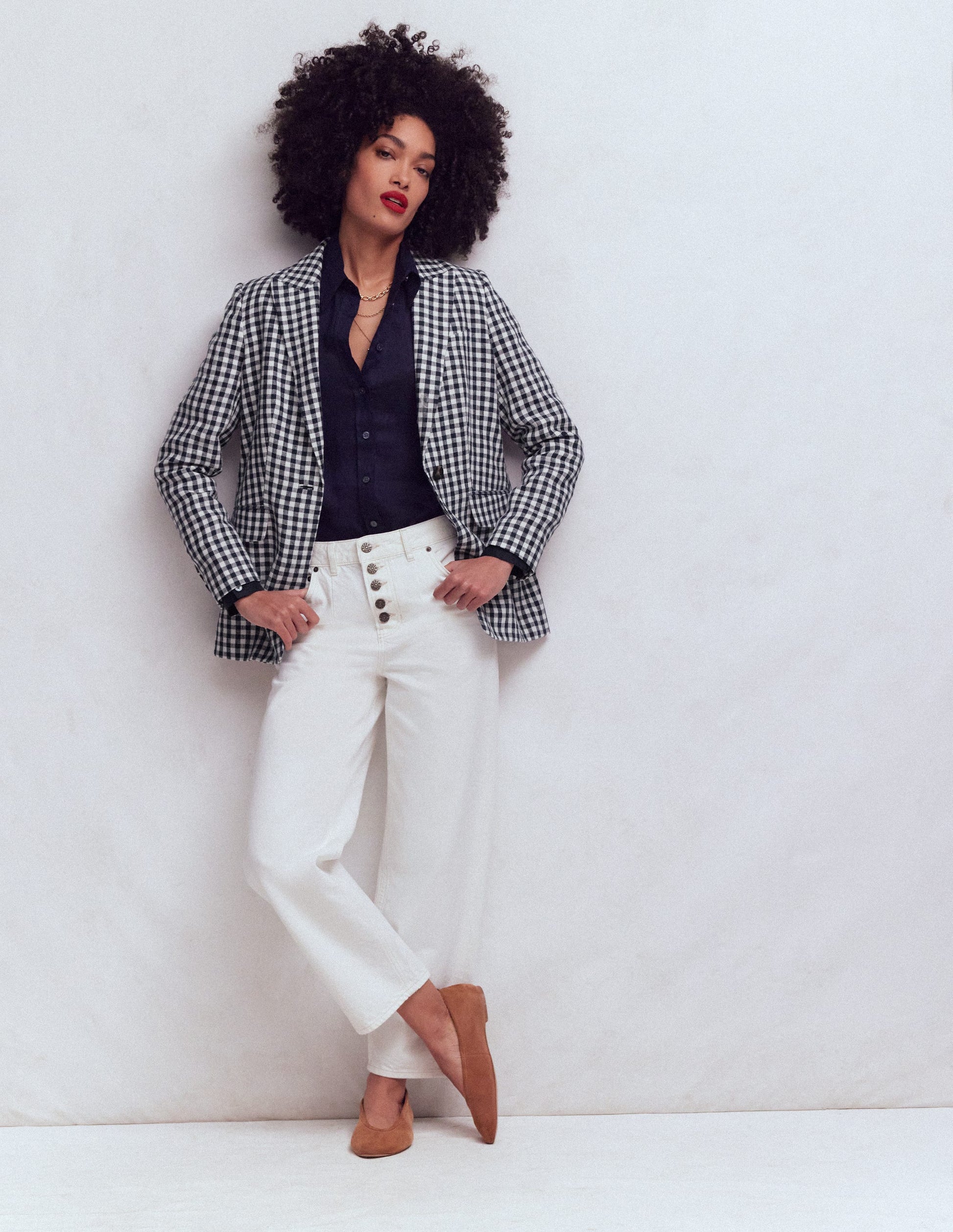 Woodbridge Linen Blazer-Navy Gingham-5