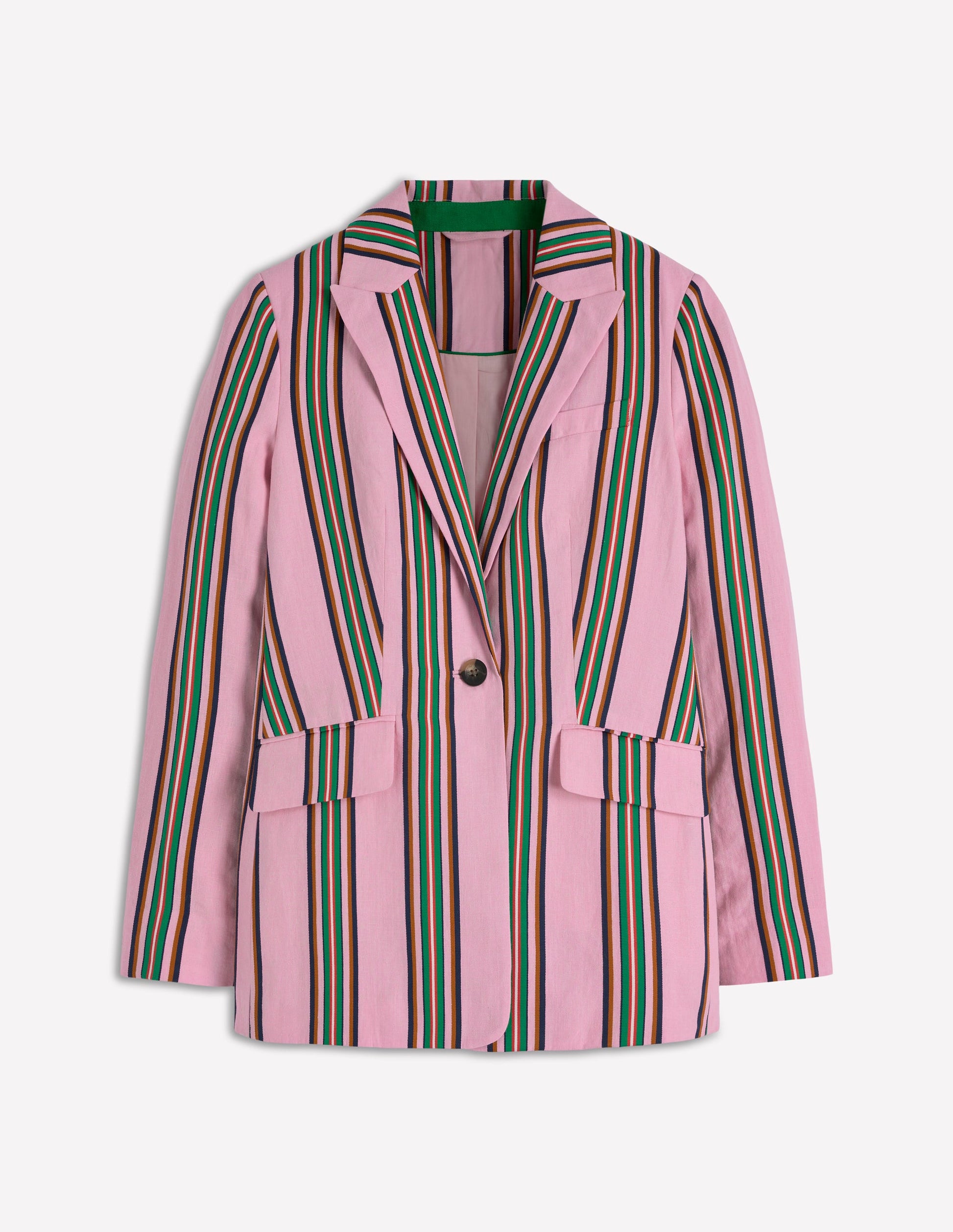 Woodbridge Linen Blazer-Pink and Green Stripe-8