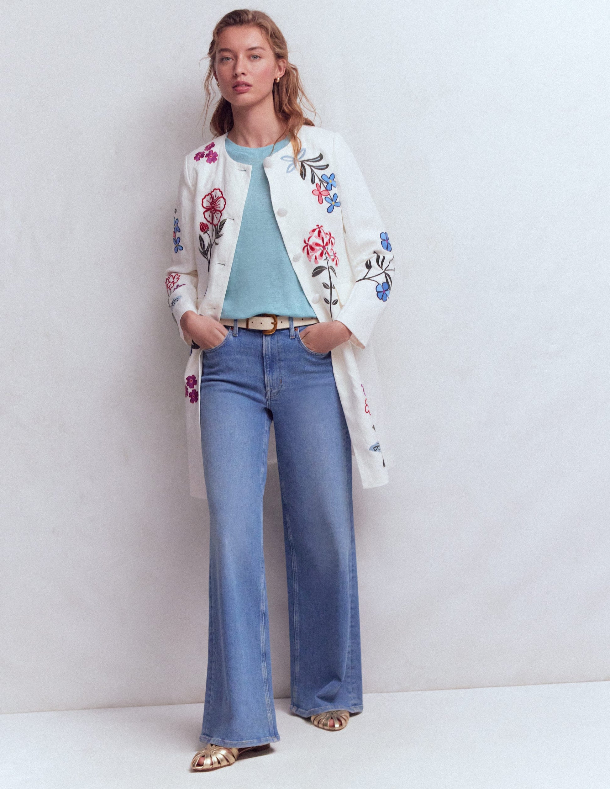 Embroidered Linen Coat-Ivory Embroidered-6