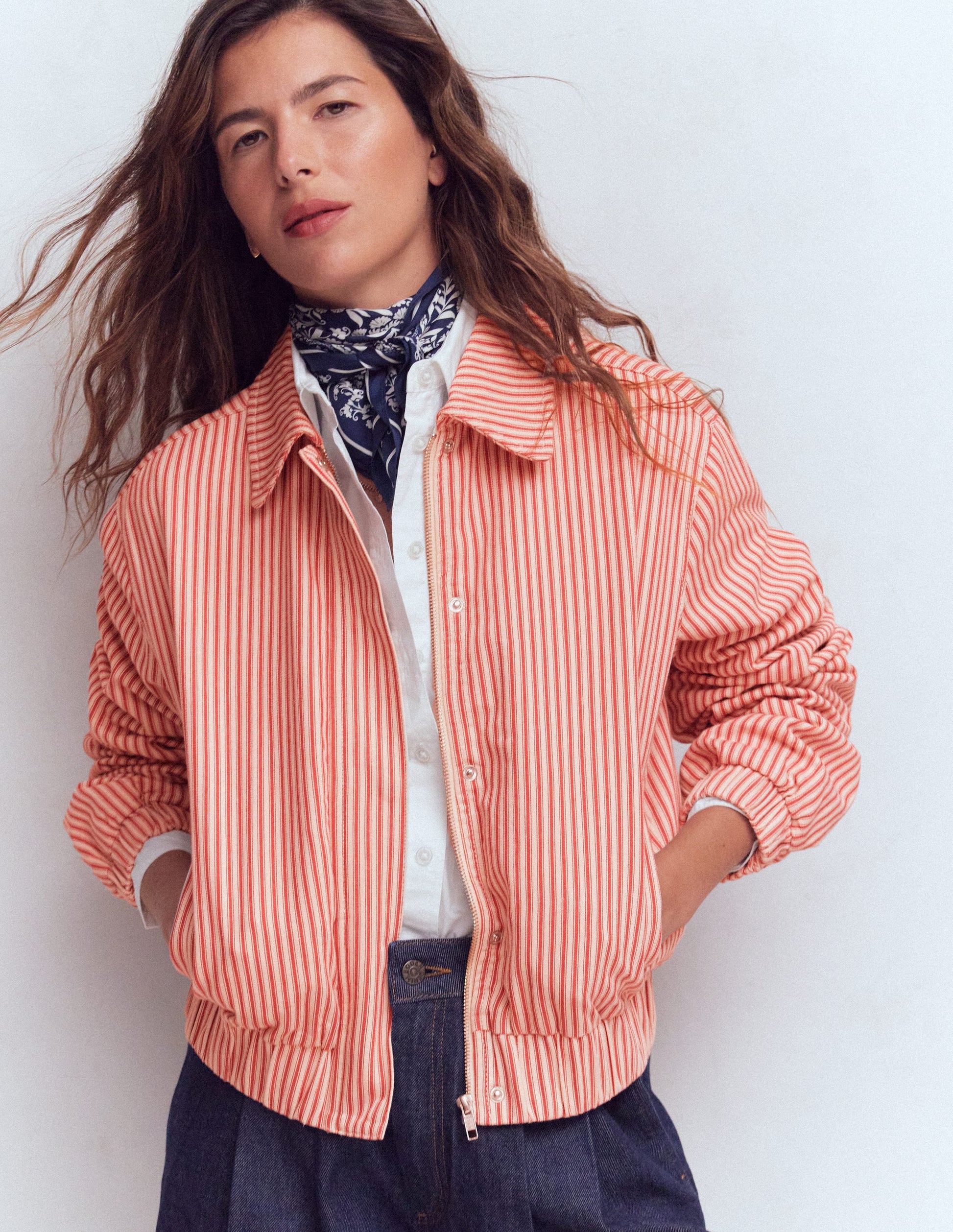 Casual Harrington Jacket-Red Tram Stripe-6