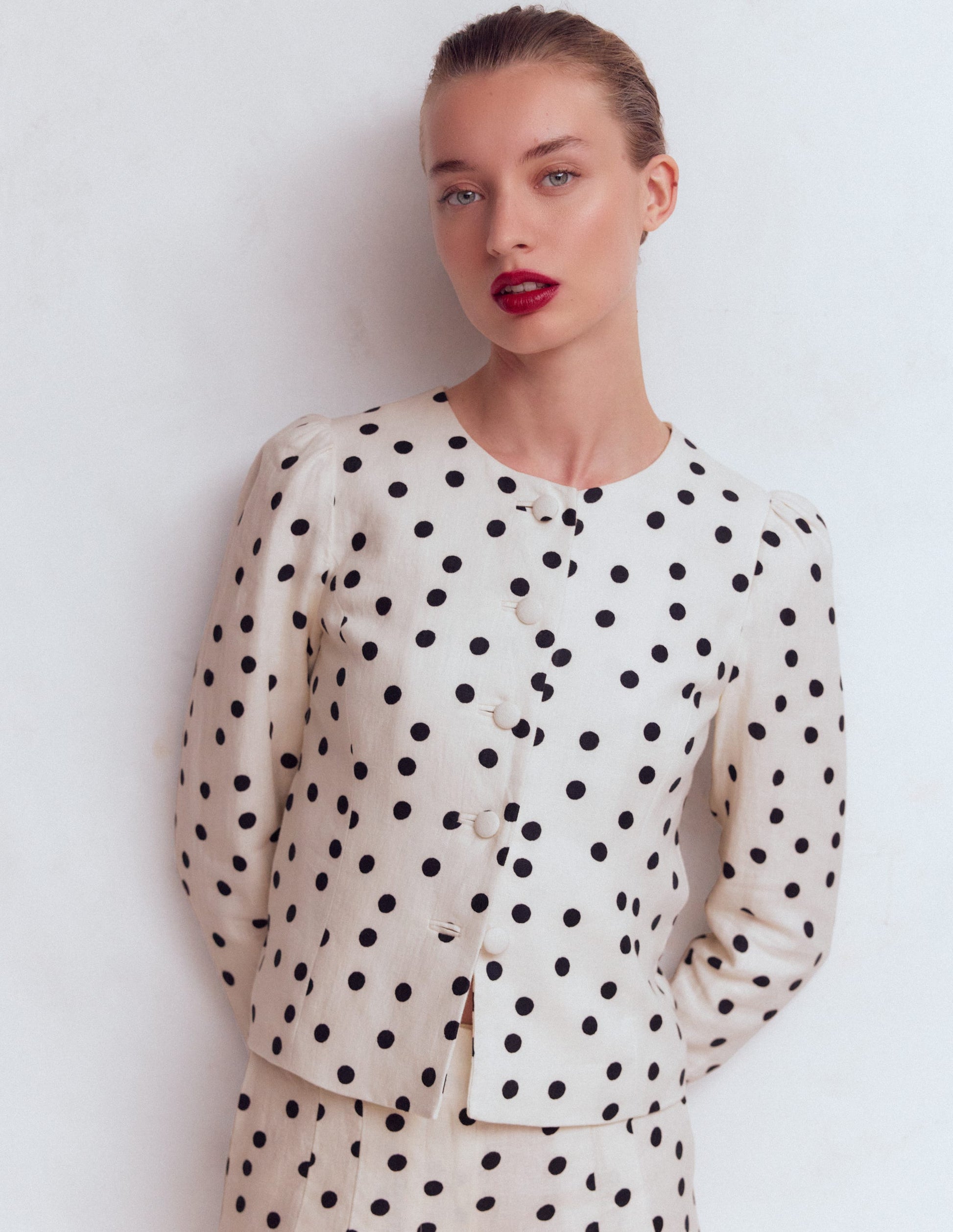 Salisbury Puff Sleeve Jacket-Painted Dot Spaced-1
