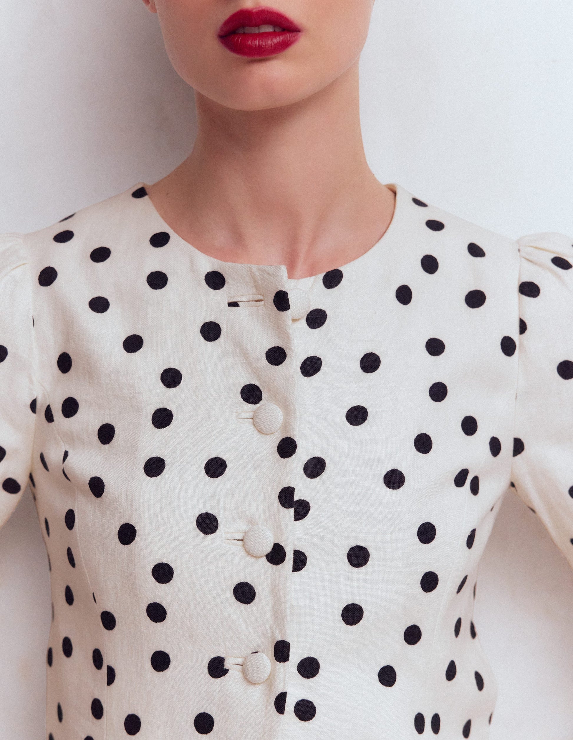 Salisbury Puff Sleeve Jacket-Painted Dot Spaced-2