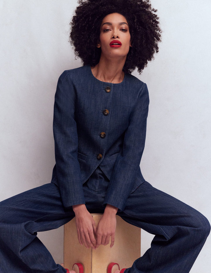 Hampstead Cotton Twill Blazer-Navy