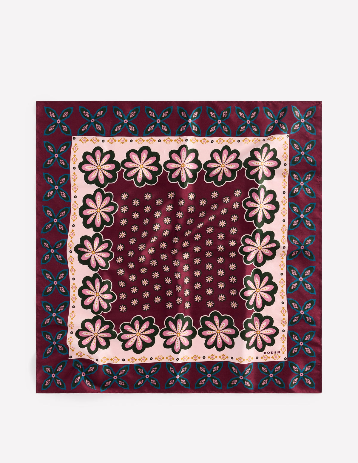 Elisabeth Silk Square Scarf-Multi, Geo Flora-4
