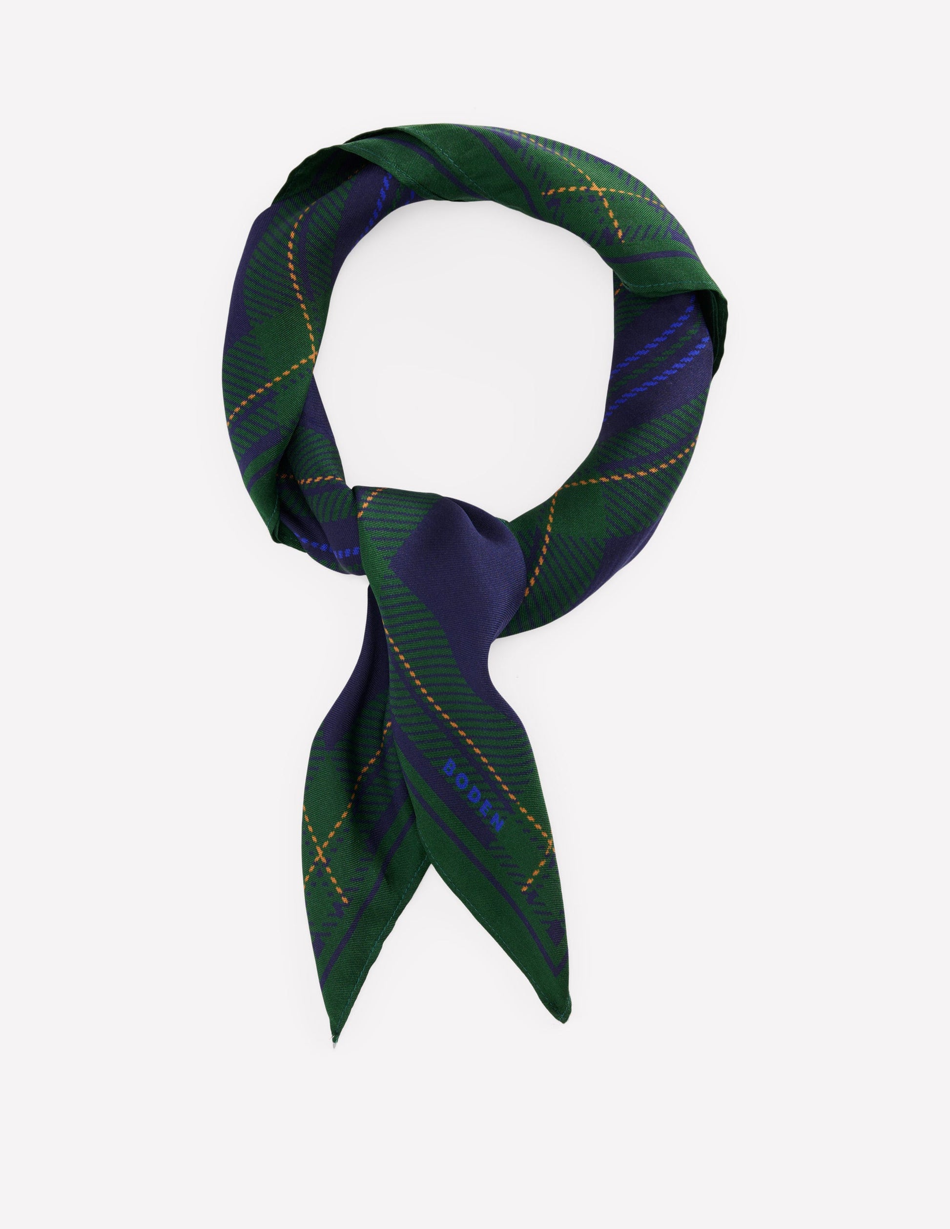 Elisabeth Silk Square Scarf-Navy, Tartan-1