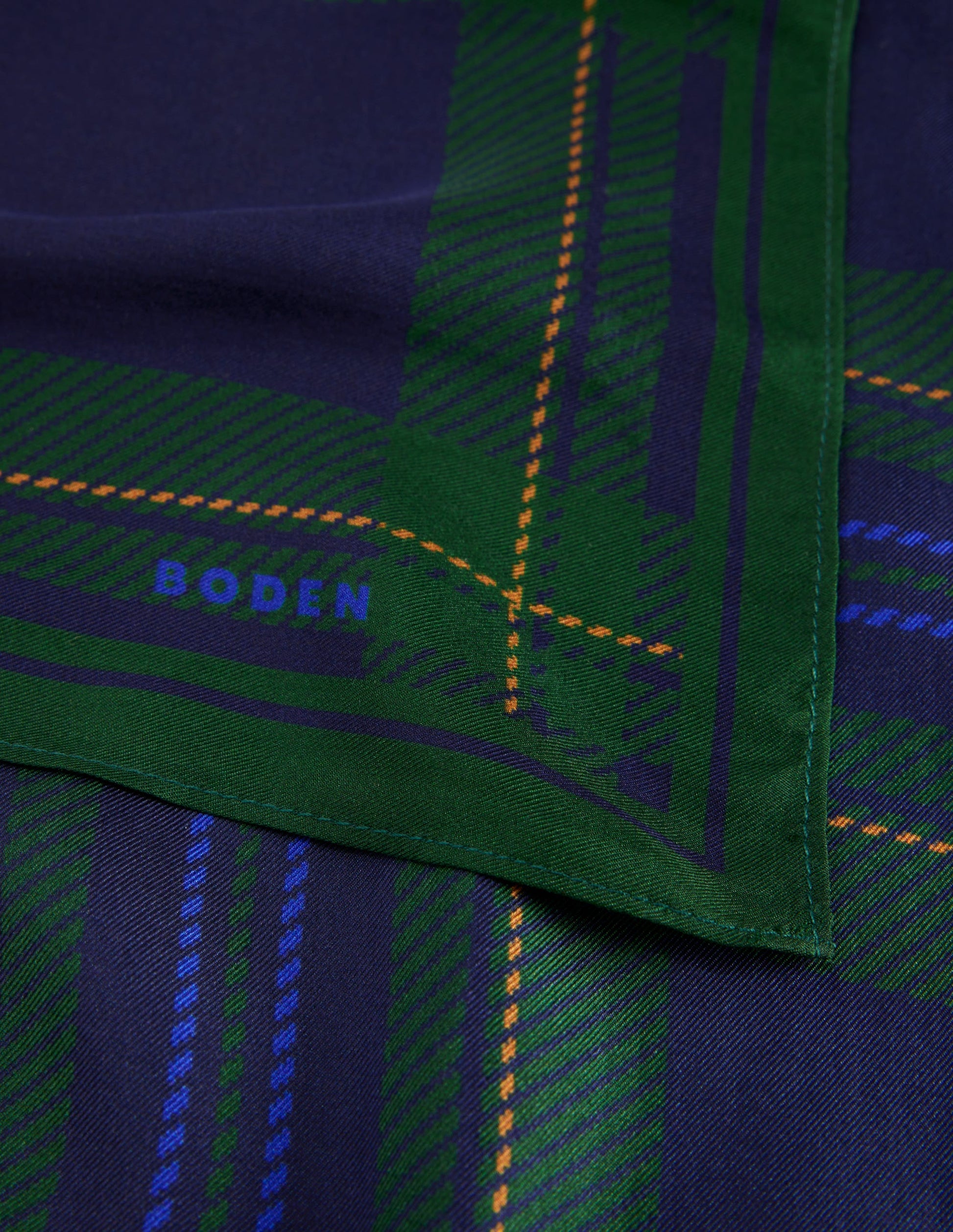 Elisabeth Silk Square Scarf-Navy, Tartan-3