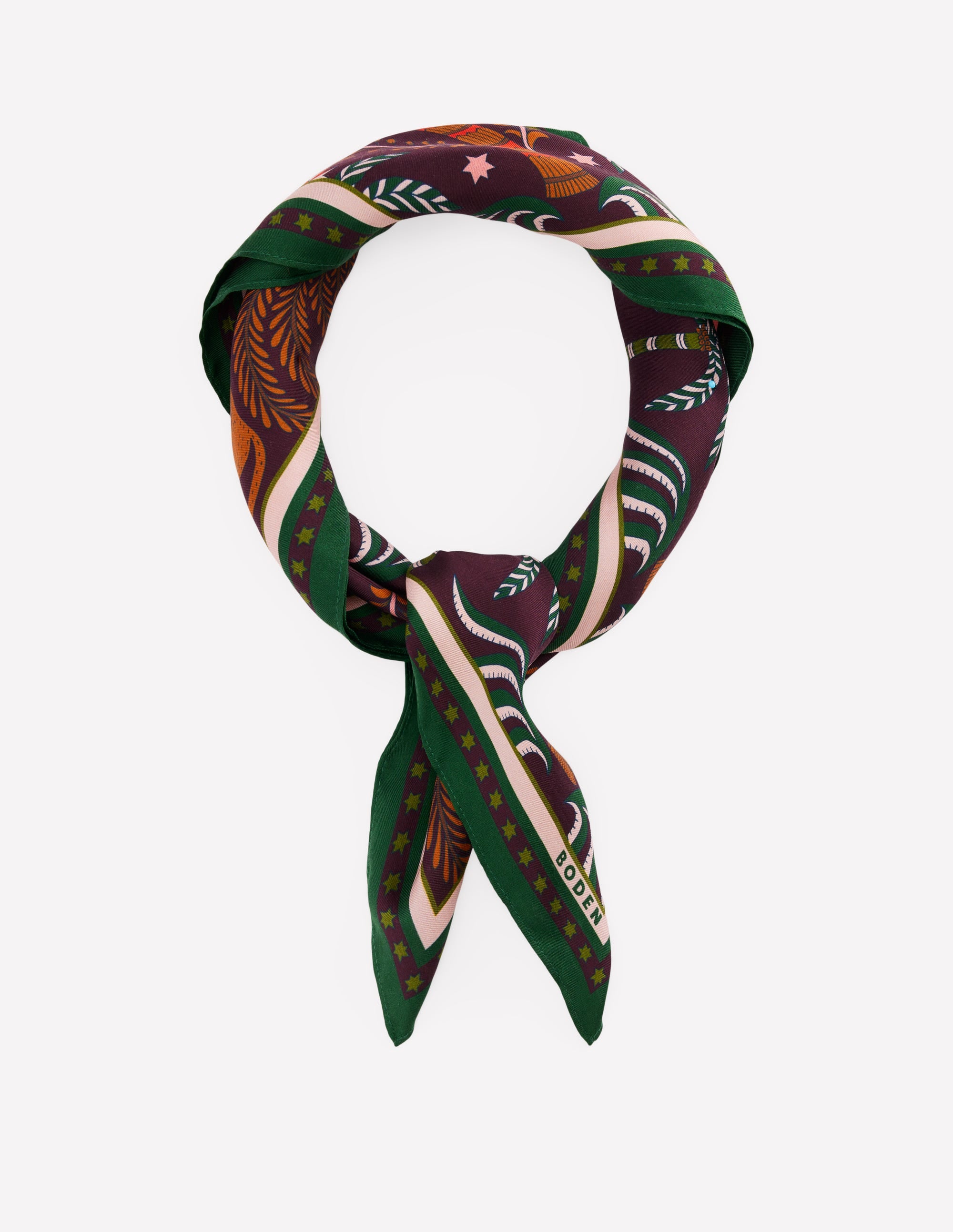 Elisabeth Silk Square Scarf-Dark Cherry, Jungle Charm - Image 1