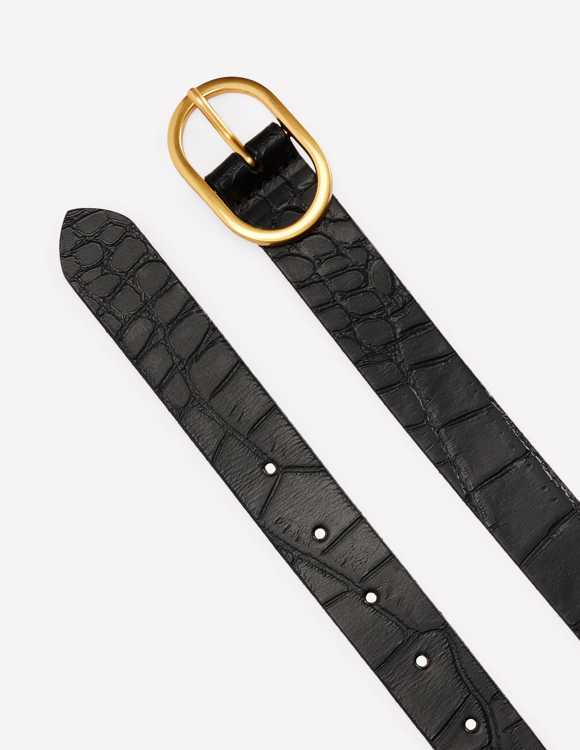 Classic Leather Belt-Black Croc Embossed-3