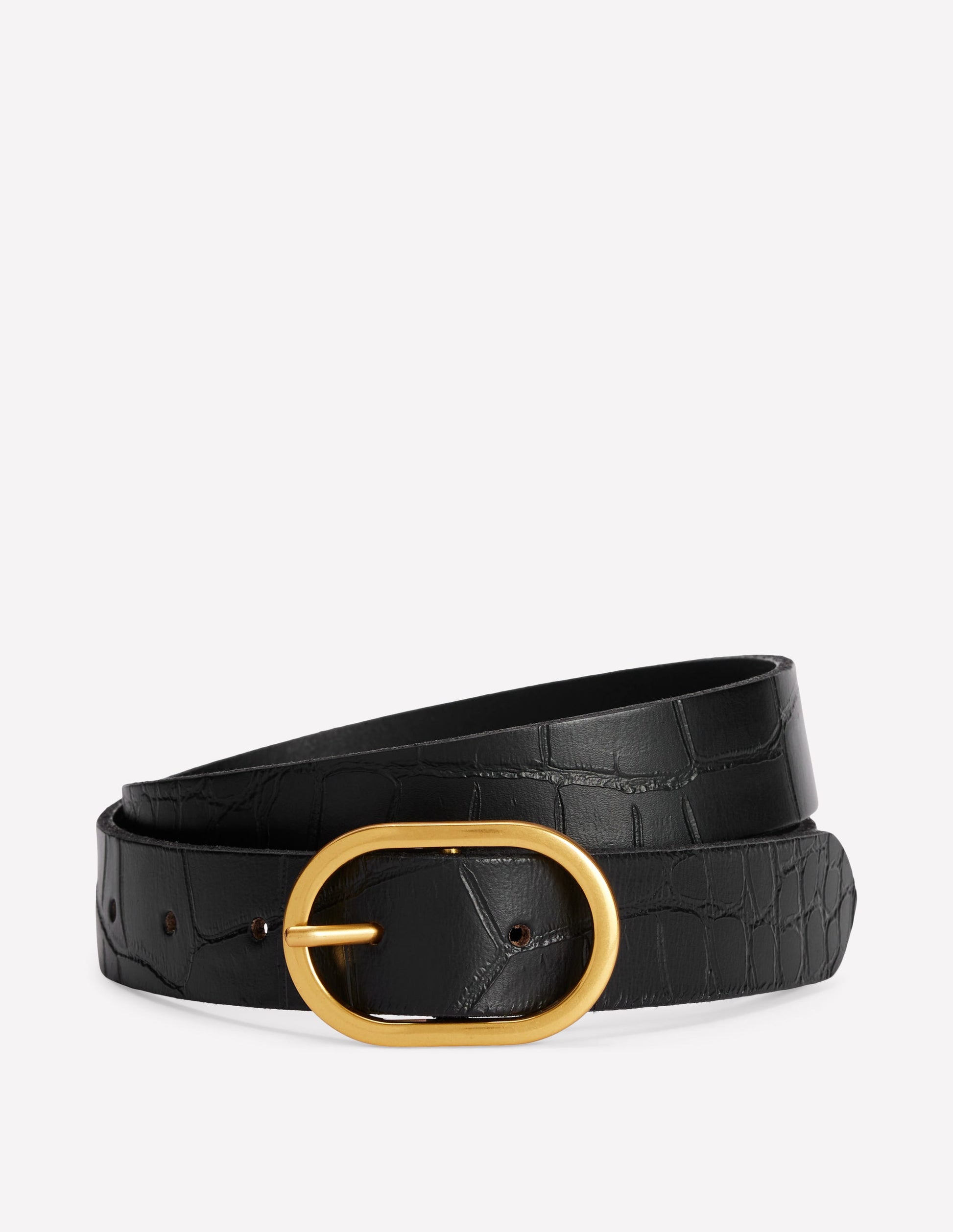 Classic Leather Belt-Black Croc Embossed-1