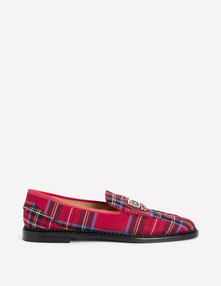 Nya Penny Loafers-Red Tartan, Crown