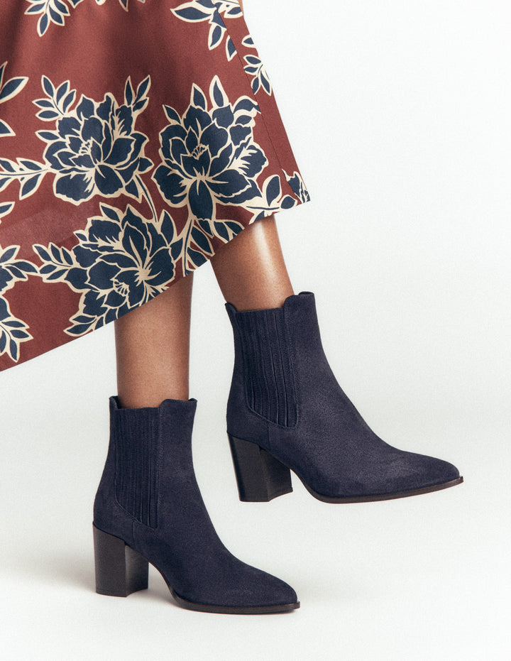 Point Casual Ankle Boots-Dark Navy