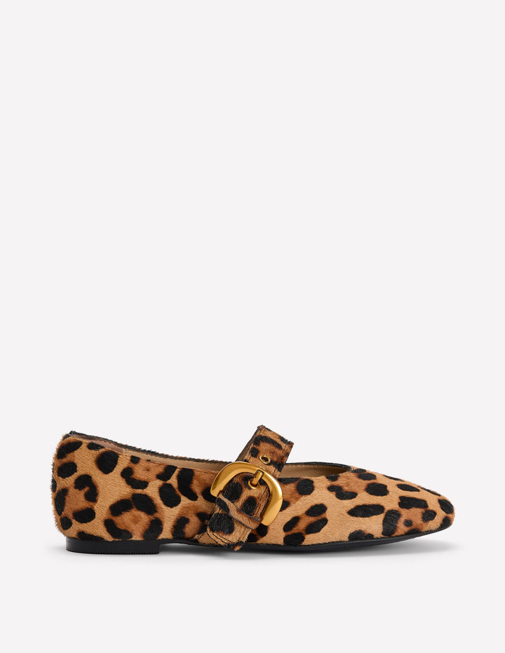 Kylie Flat Buckle Mary Janes-Classic Leopard