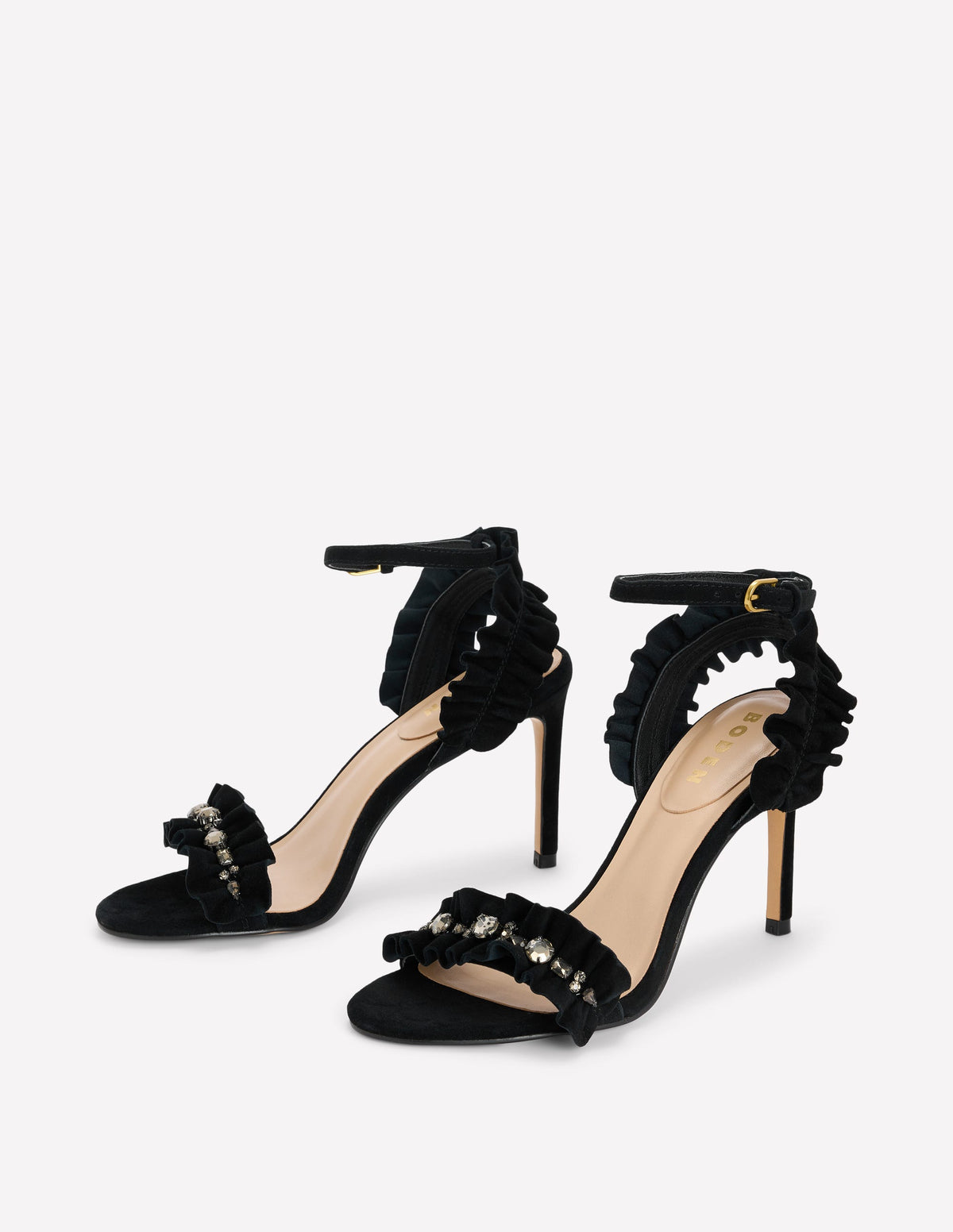 Pleat Detail Heeled Sandals-Black-3